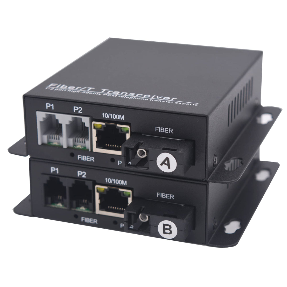 Wekuant 2 X Rj11 Telephone And 10/100 Mbps Ethernet Over Fiber Converter - Pots To Fiber Optic Extender, Universal Single Mode U