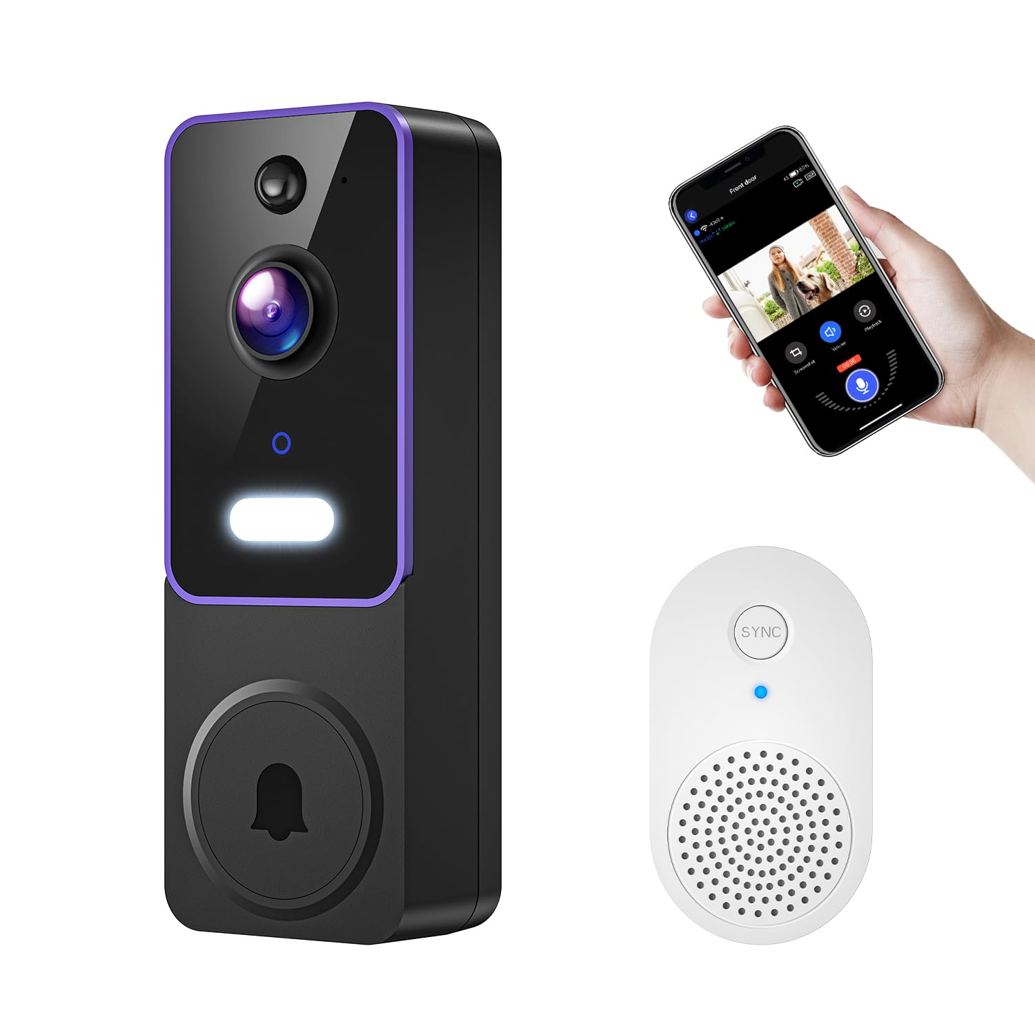 Clipblur 1080P Wireless Video Doorbell Camera With Chime, Color Night Vision, 2 Way Talk, Ai Human Detection And Instant Alerts,