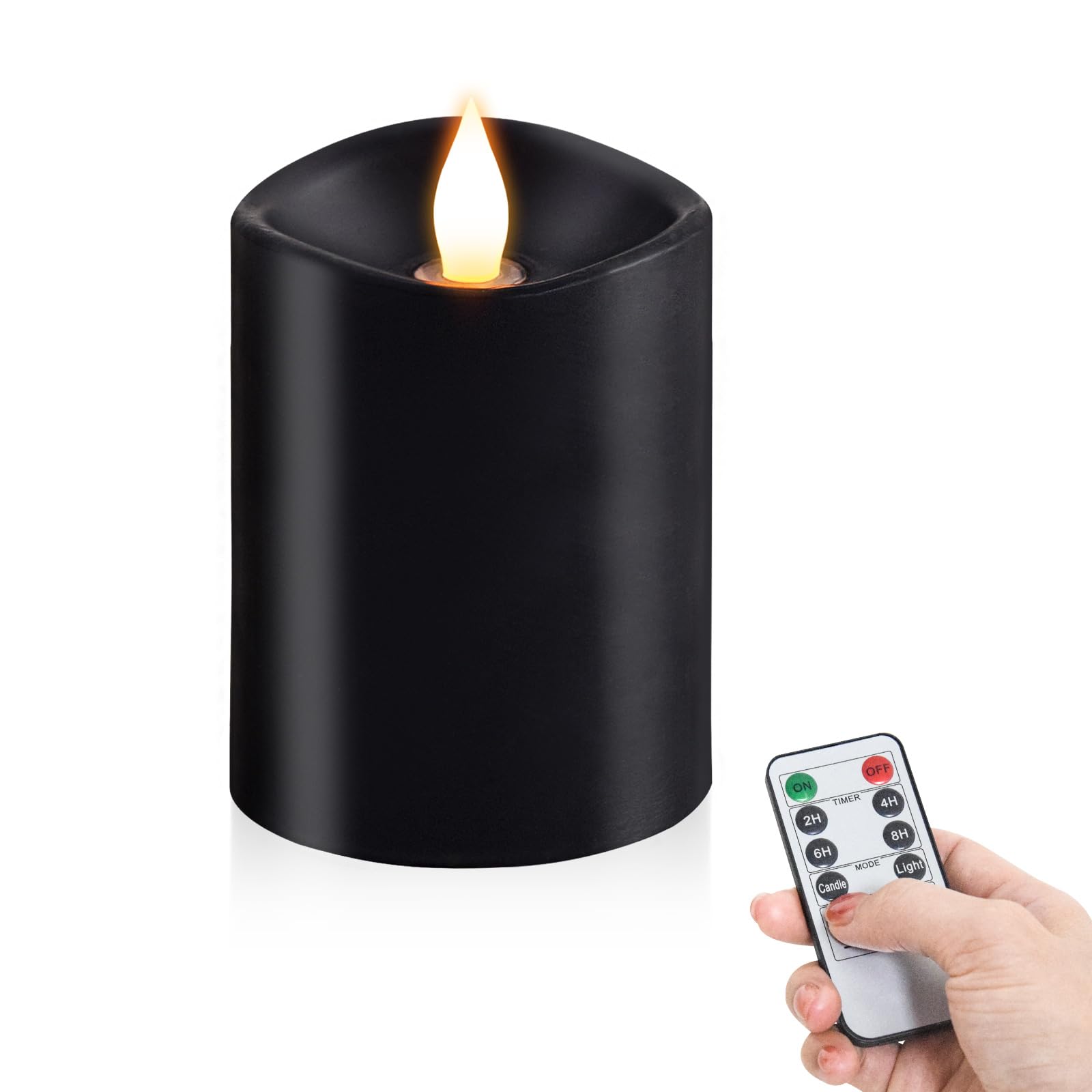 Milysoek 3X4 Flickering Flameless Candles Set Of 1,Real Wax Pillar Led Candles Flickering,With Timer,4 Inch Flameless Candles Wi