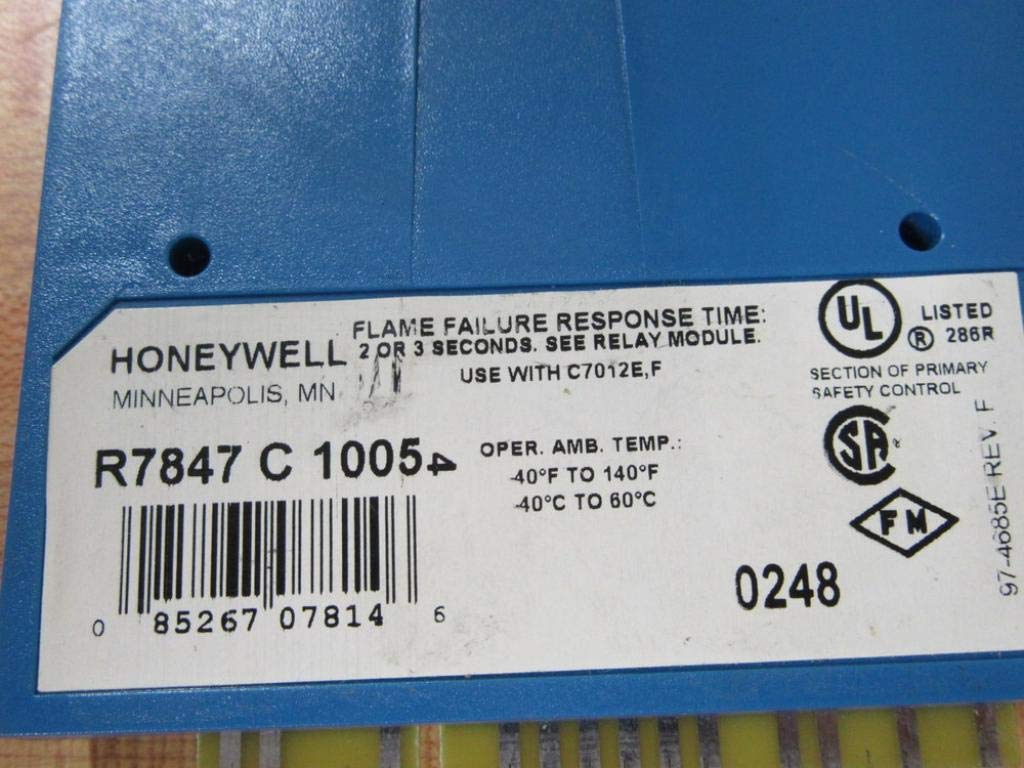 Honeywell R7847C-1005 R7847C1005, Amplifier Module, Dynamic Self-Check Rectification, 2-3 Flame Response Time, Use With C7012E-F