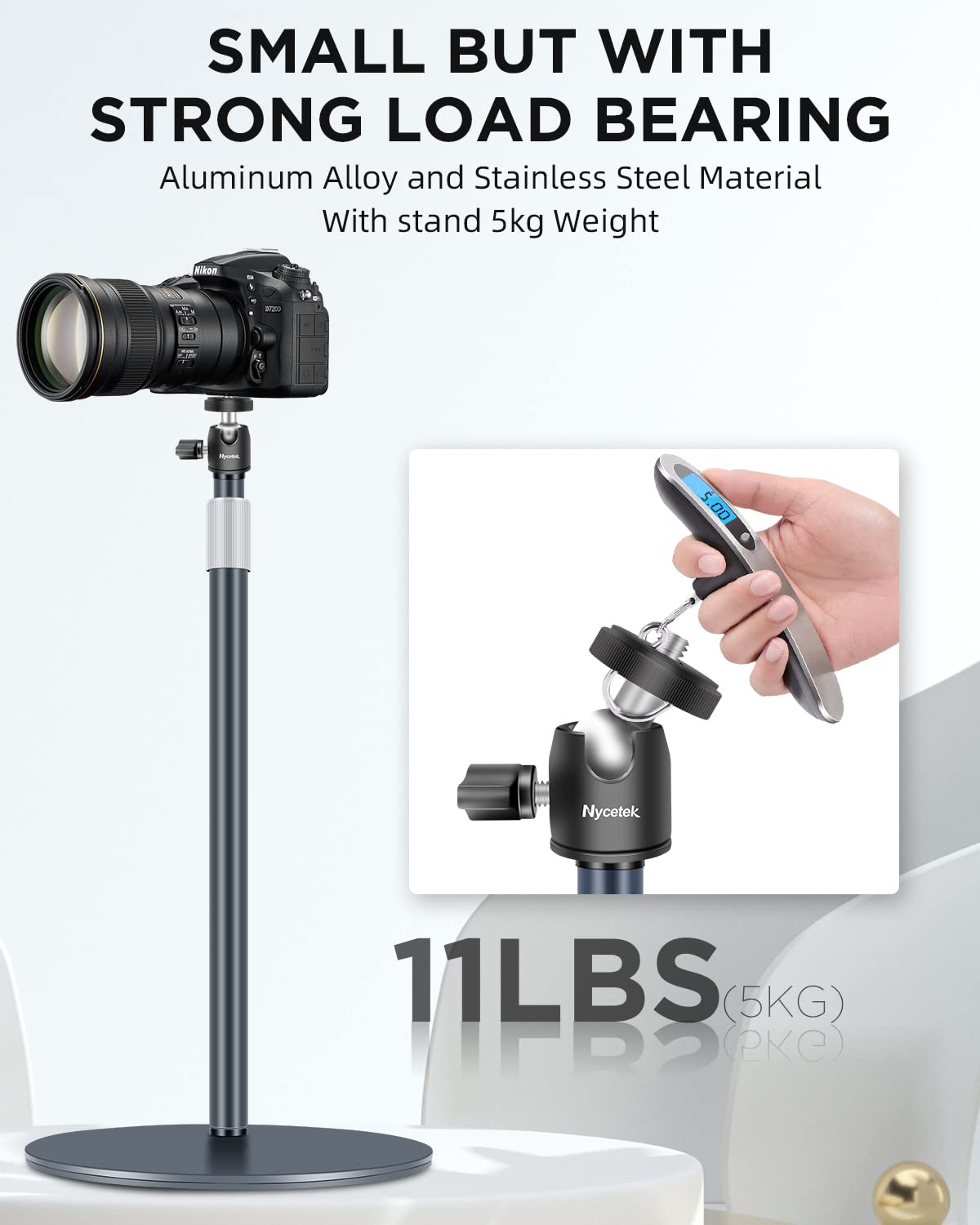 Nycetek Webcam Stand, Light Stand Tripod With 360� Rotatable Ballhead For Dslr Camera, Ring Light, Webcam, Desktop Tripod For Video Recording, Shooting, Game Streaming, Youtube