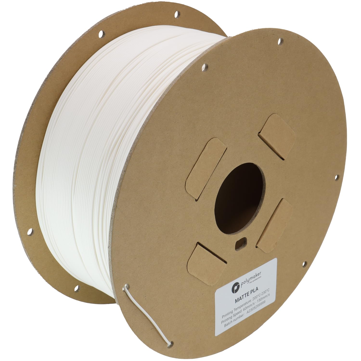 Polymaker Matte PLA for Production 1.75mm 2.5kg White, 1.75mm 3D Printer PLA Filament 2.5kg, Cost Effective Large Spool for Heav