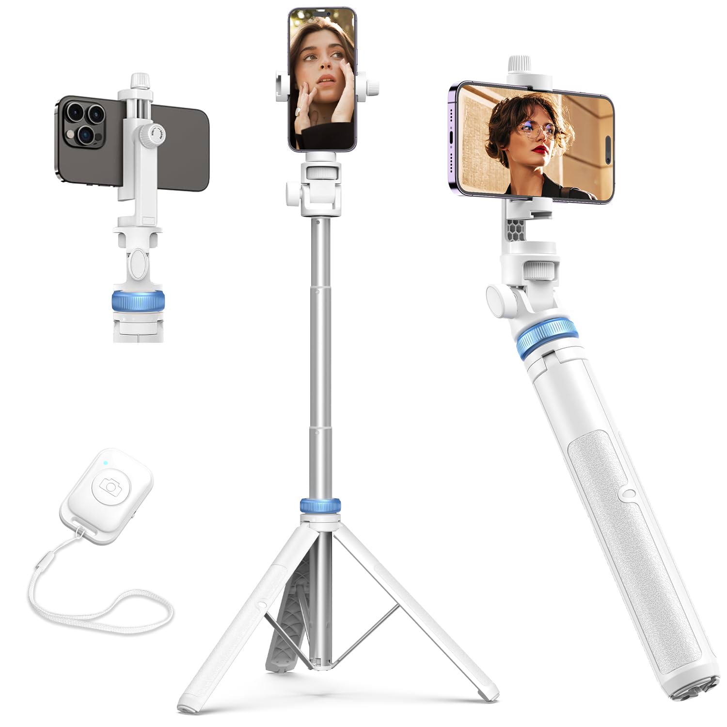 Kaiess 62'' Tripod For Iphone, Selfie Stick Tripod & Phone Tripod Stand With Remote, Cell Phone Tripod For Iphone, Extendable Tr
