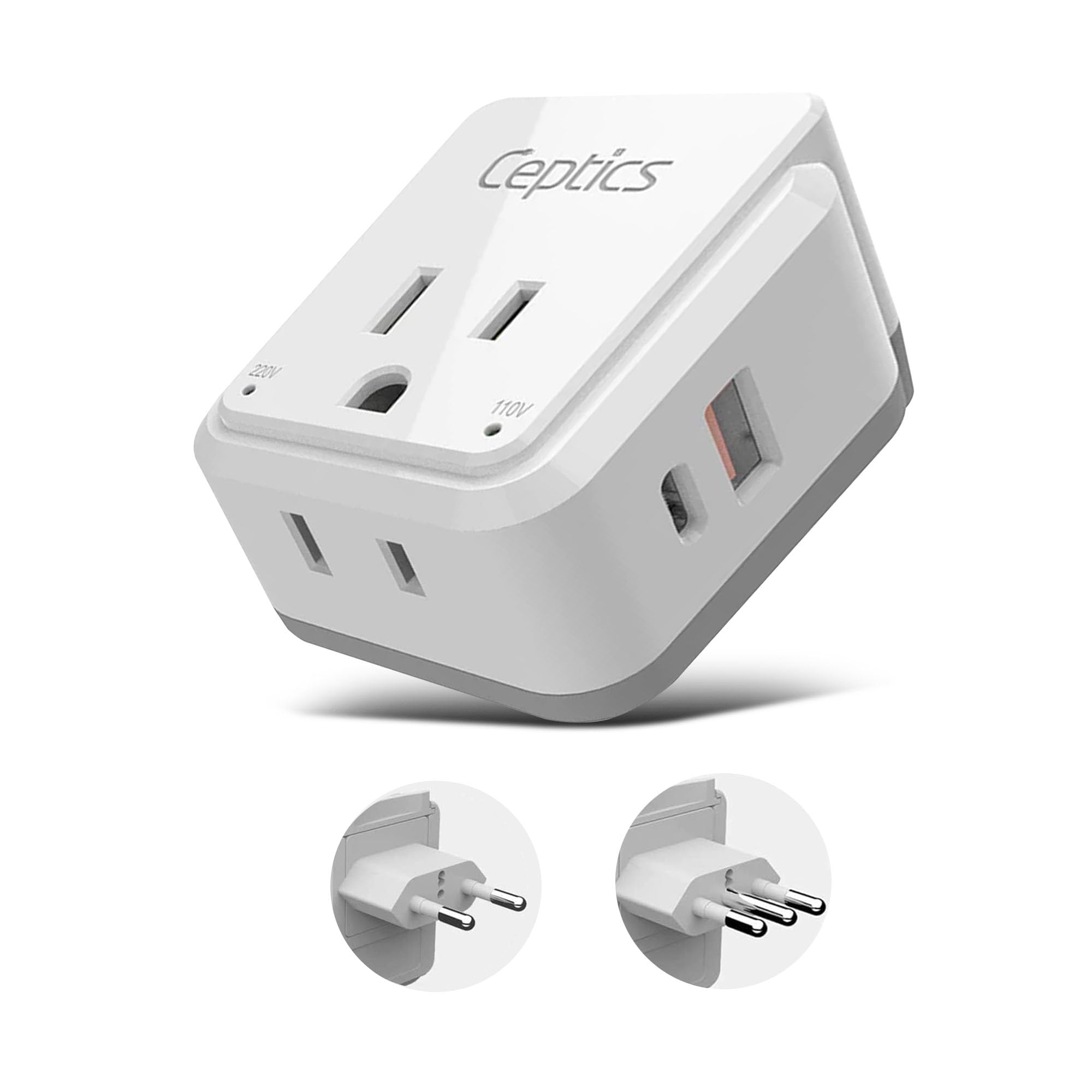 Ceptics Chile, Rome, Italy Travel Plug Adapter Set, Chile Plug Adapter Usb Usb C 20W Pd Qc 18W, 2 Outlet, Us To Italy Plug Adapt