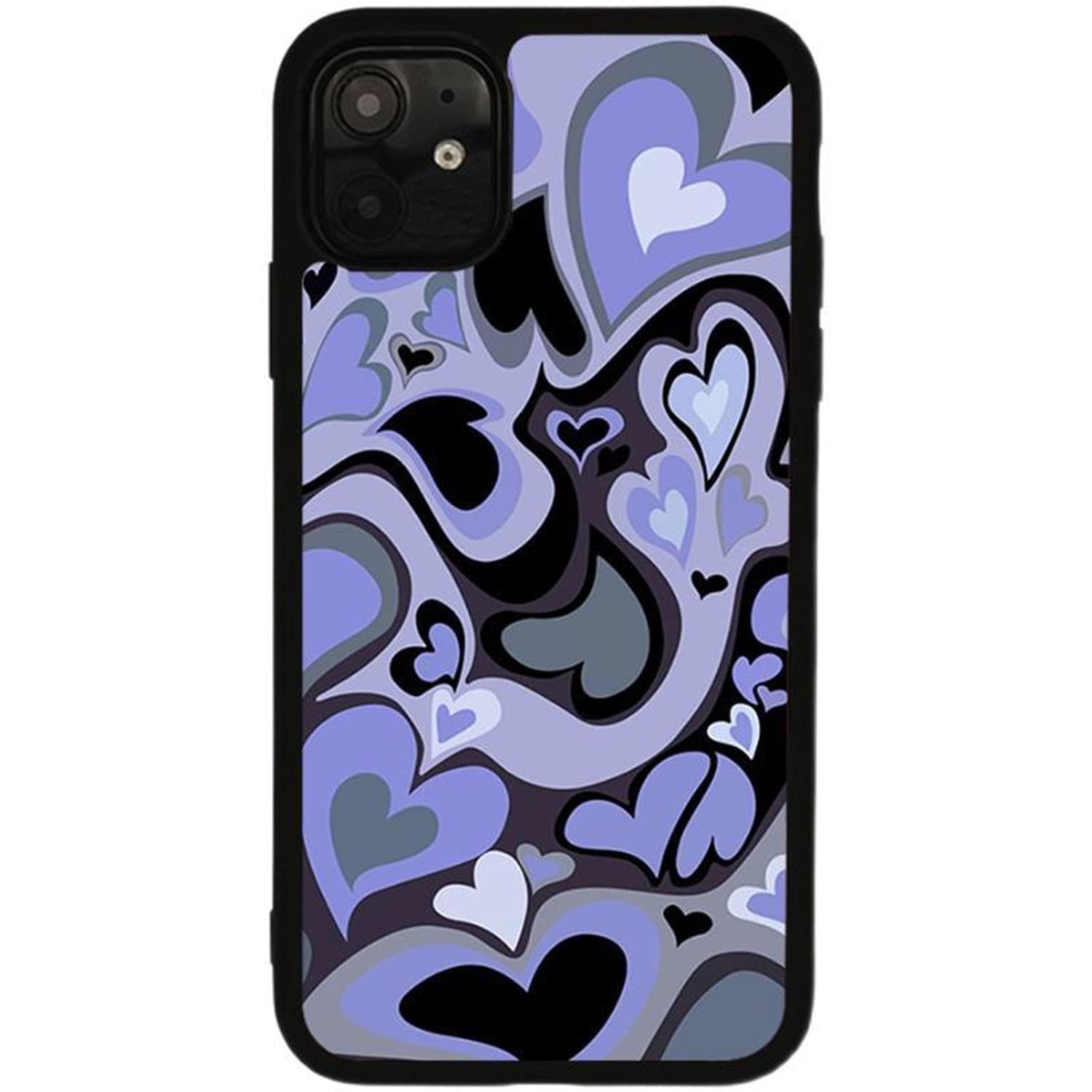 MOKENS Phone Case Slim Soft Protective Plastic Purple Love Heart for iPhone 12/12 Pro