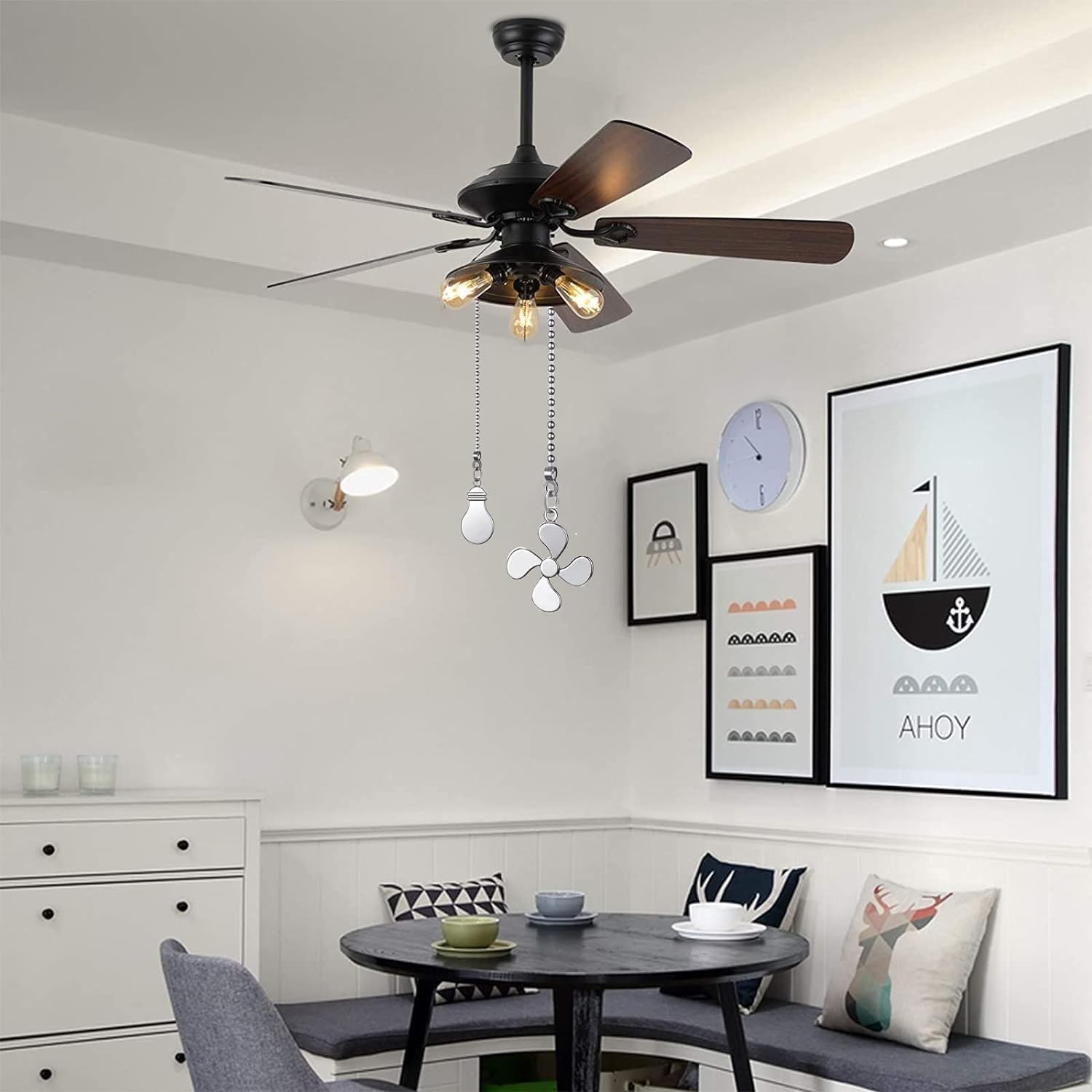 Sur Ciel 2Pcs Ceiling Fan Pull Chain, Fan Pull Chain Extension, Ceiling Fan Pull Chain Ornaments, Light Pull Chain Extension Wit