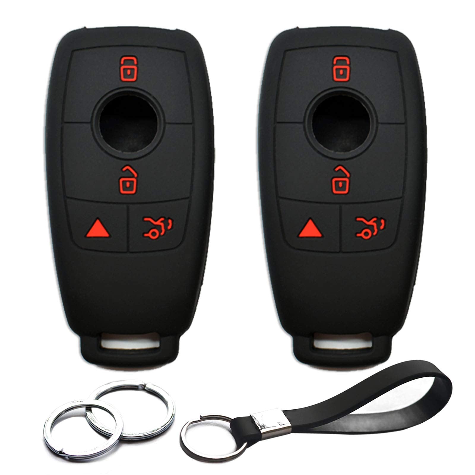 Infipar 2Pcs Compatible With Mercedes Benz Silicone Fob Key Case Cover Protector Keyless Remote Holder For Mercedes Benz E300 E4