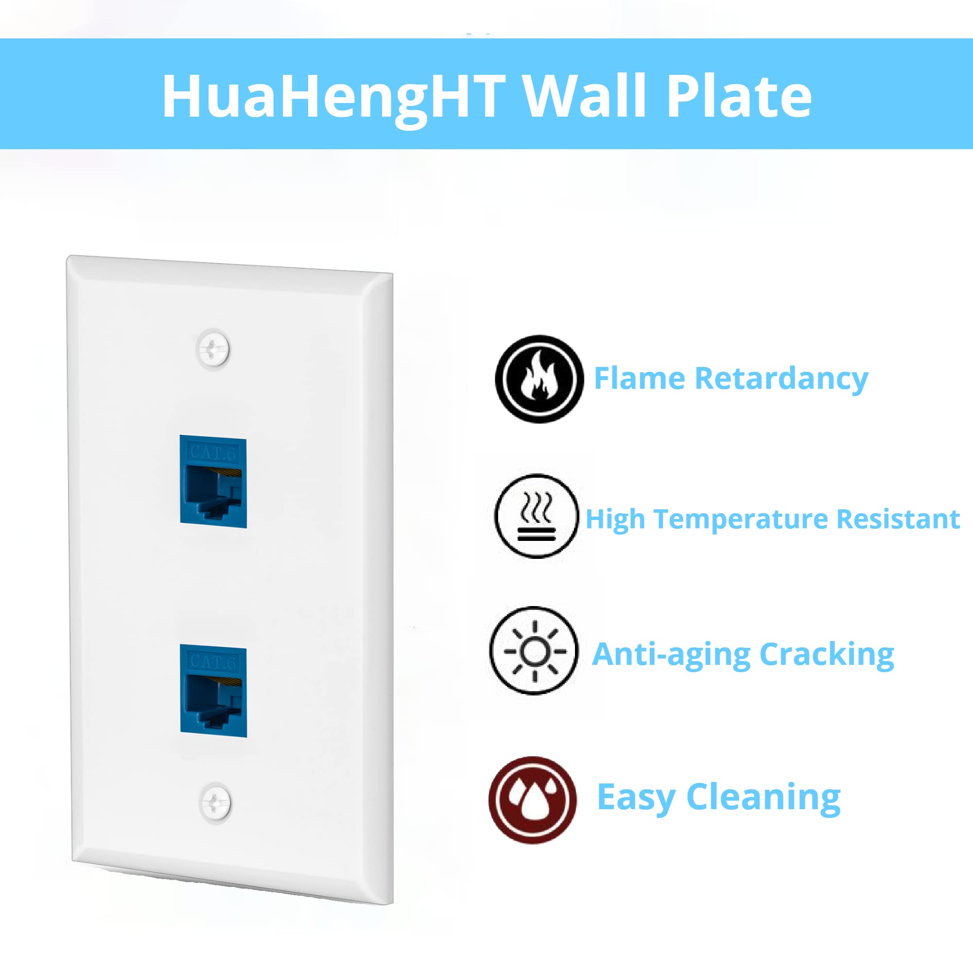 Huahenght Ethernet Wall Plate Outlet Rj45 Network Female To Female Keystone Wall Inline Coupler Jack Plates With Single Gang Low