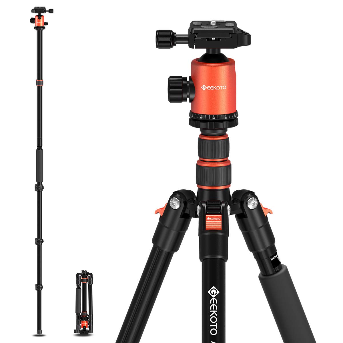 Geekoto 77�� Tripod, Camera Tripod For Dslr, Compact Aluminum Tripod With 360 Degree Ball Head And 8Kgs Load For Travel And Work