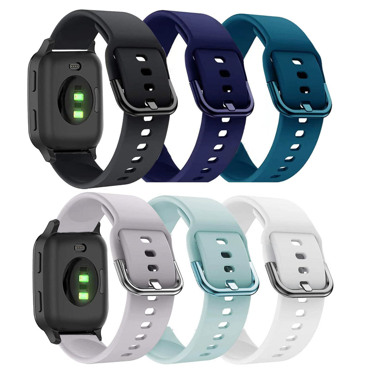 Vicrior Bands Compatible With Garmin Venu/Venu Sq/Sq 2 Smart Watch, 20Mm 6Pcs Soft Silicone Replacement Band For Garmin Vivoactive 3 / Vivomove/Luxe/Hr