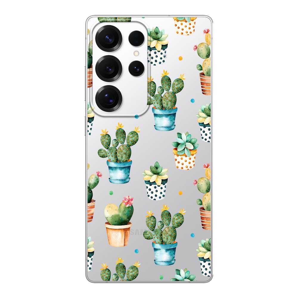 Blingy'S For Samsung Galaxy S25 Ultra Case, Cute Cactus Design Fun Succulents Style Transparent Soft Tpu Protective Clear Case 6