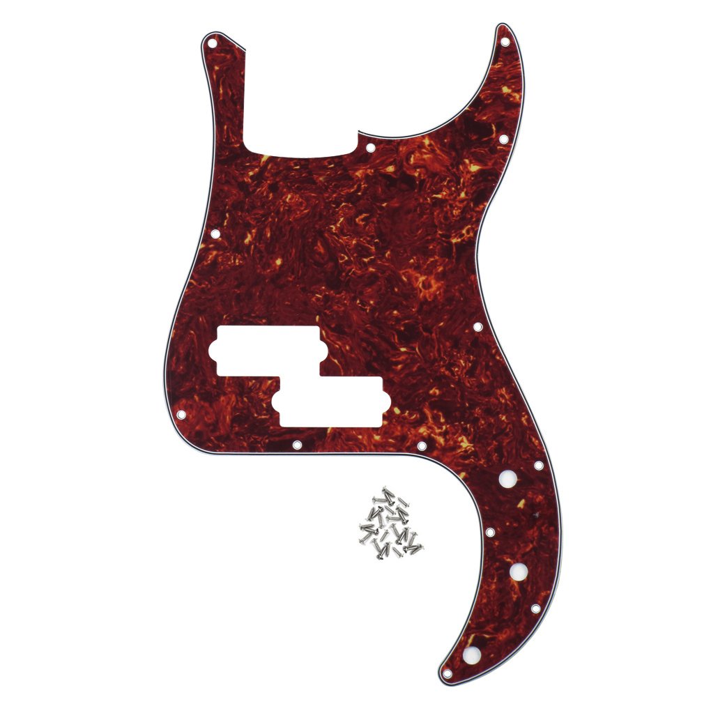 FLEOR 13 Hole P Bass Pickguard Guitar Scratch Plate Pick Guard for 4 String USA/Mexican Standard Precision Bass Style, 4Ply Red 