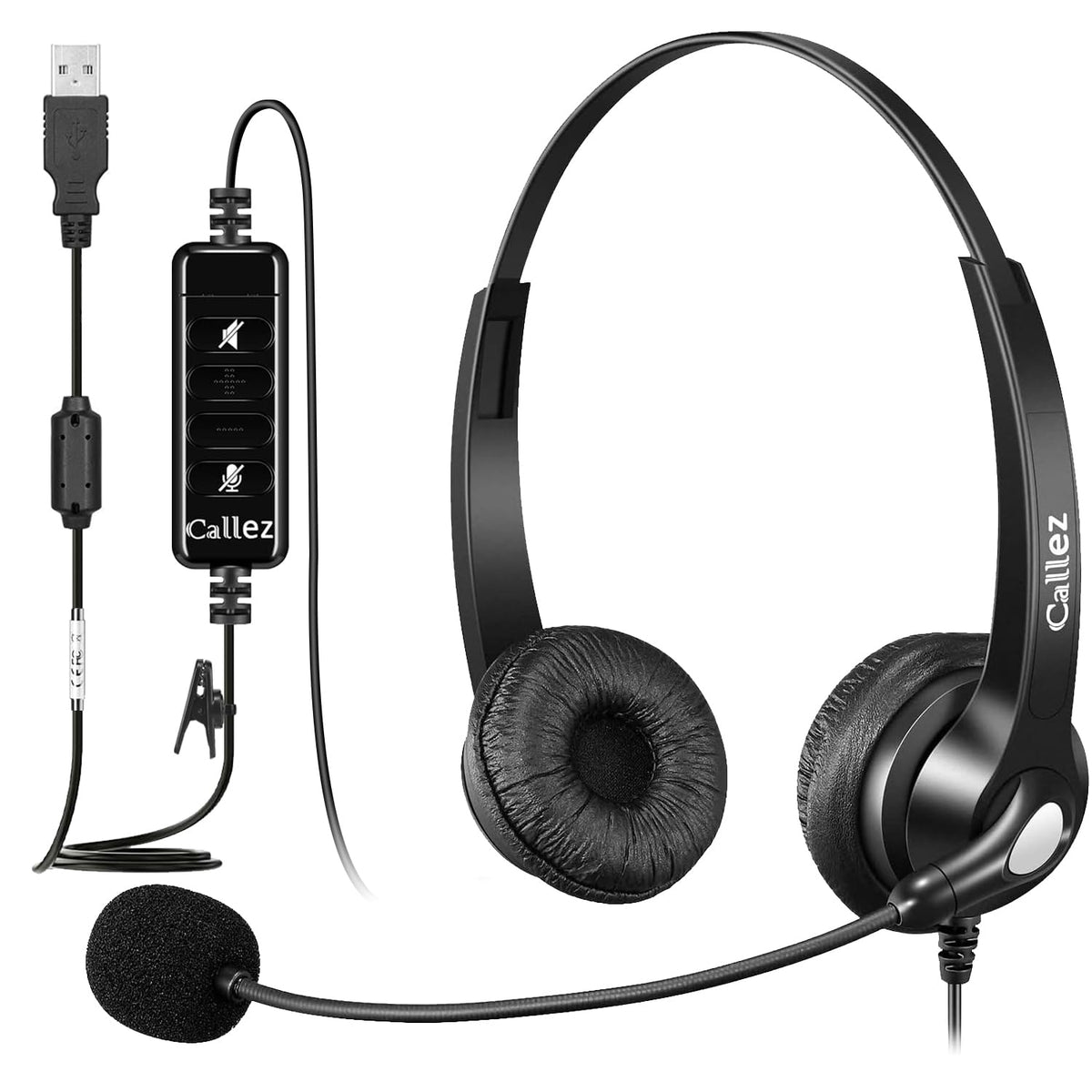 Callez Usb Headset With Microphone For Pc Ultra Comfort Usb Headphone With Noise Cancelling Microphone For Laptop Computer Mac Business Skype Webinar Office Remote Work