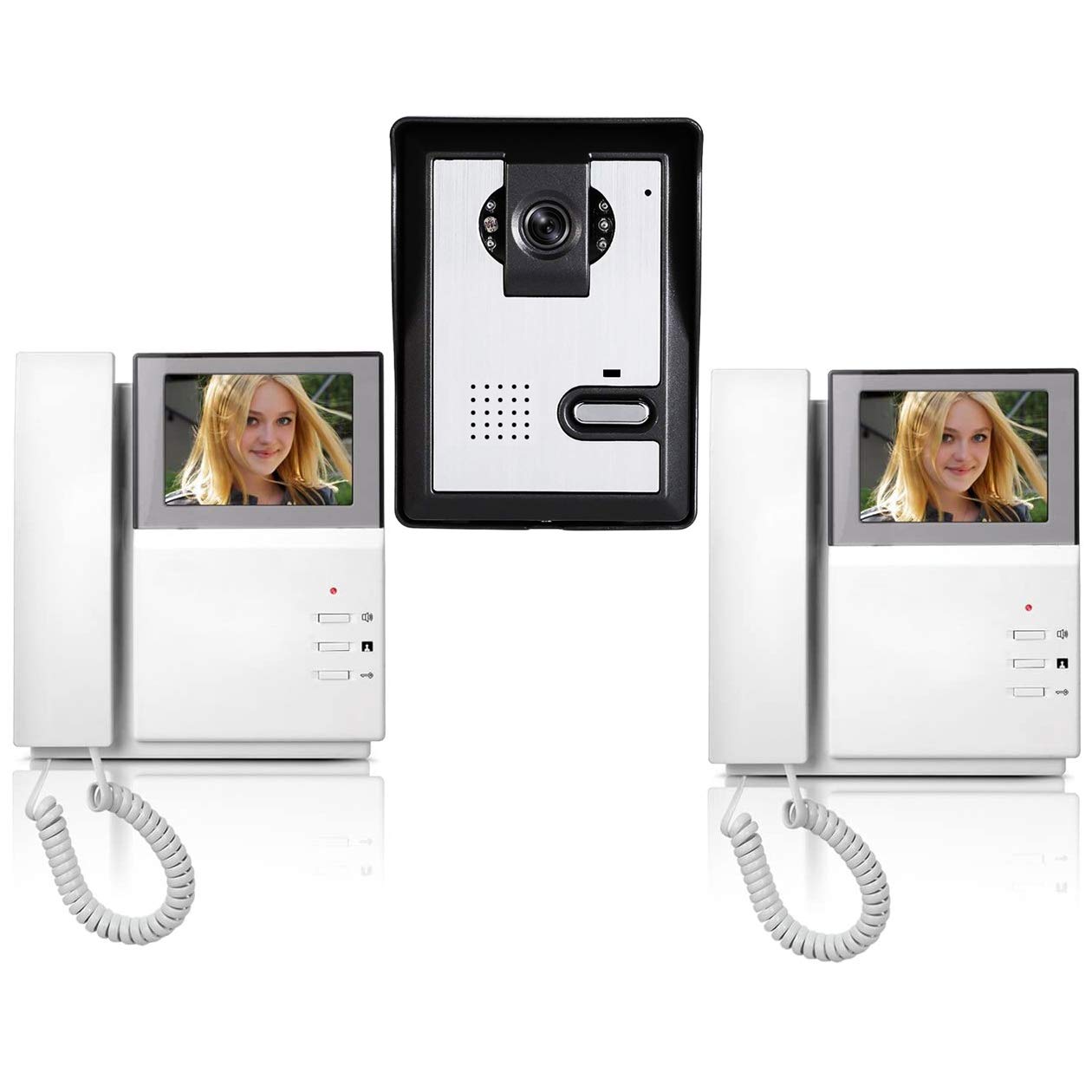 Amocam Wired Video Intercom Doorbell System 4.3 Inches Hd Lcd 2  Monitor Video Door Phone Bell Kits Ir Night Vision Indoor Outdoor Camera Doorbell Intercom Doorphone Telephone Style 1V2