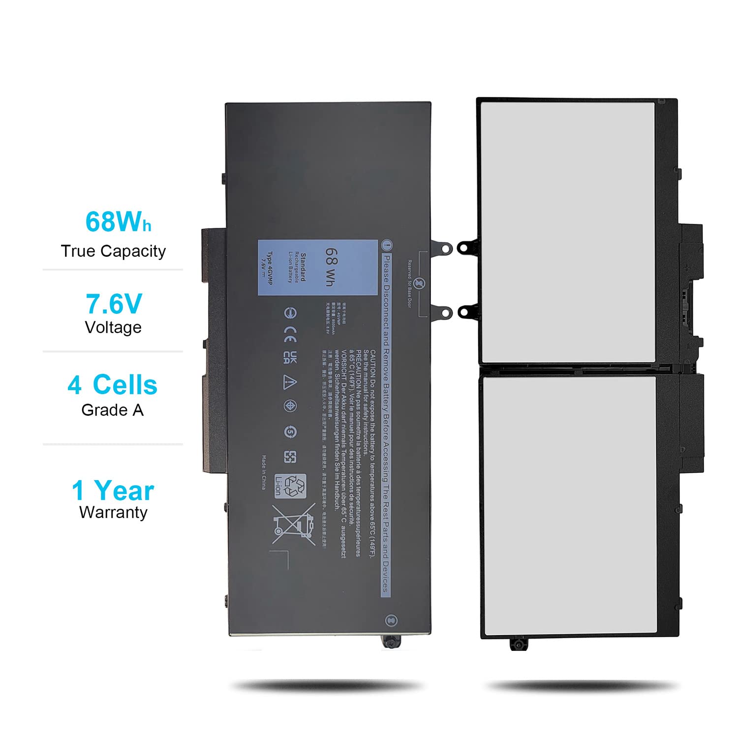 Emanjor 68Wh 4GVMP Laptop Battery for Dell Latitude 5500/5400, Precision 3540, Inspiron 7590/7591, 7.6V