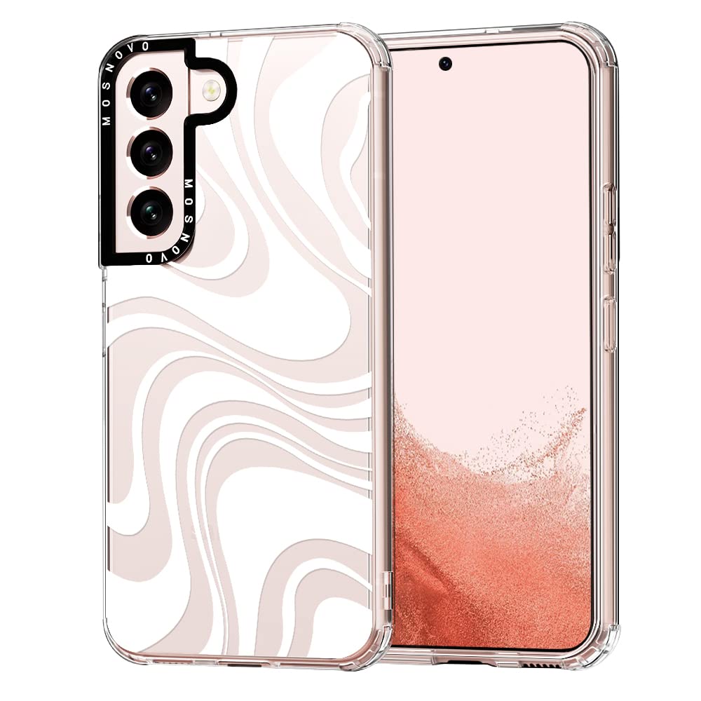 Mosnovo Samsung Galaxy S22 Case, White Swirl, Slim Clear Tpu Bumper Protective Cover, Shockproof, Camera Protector