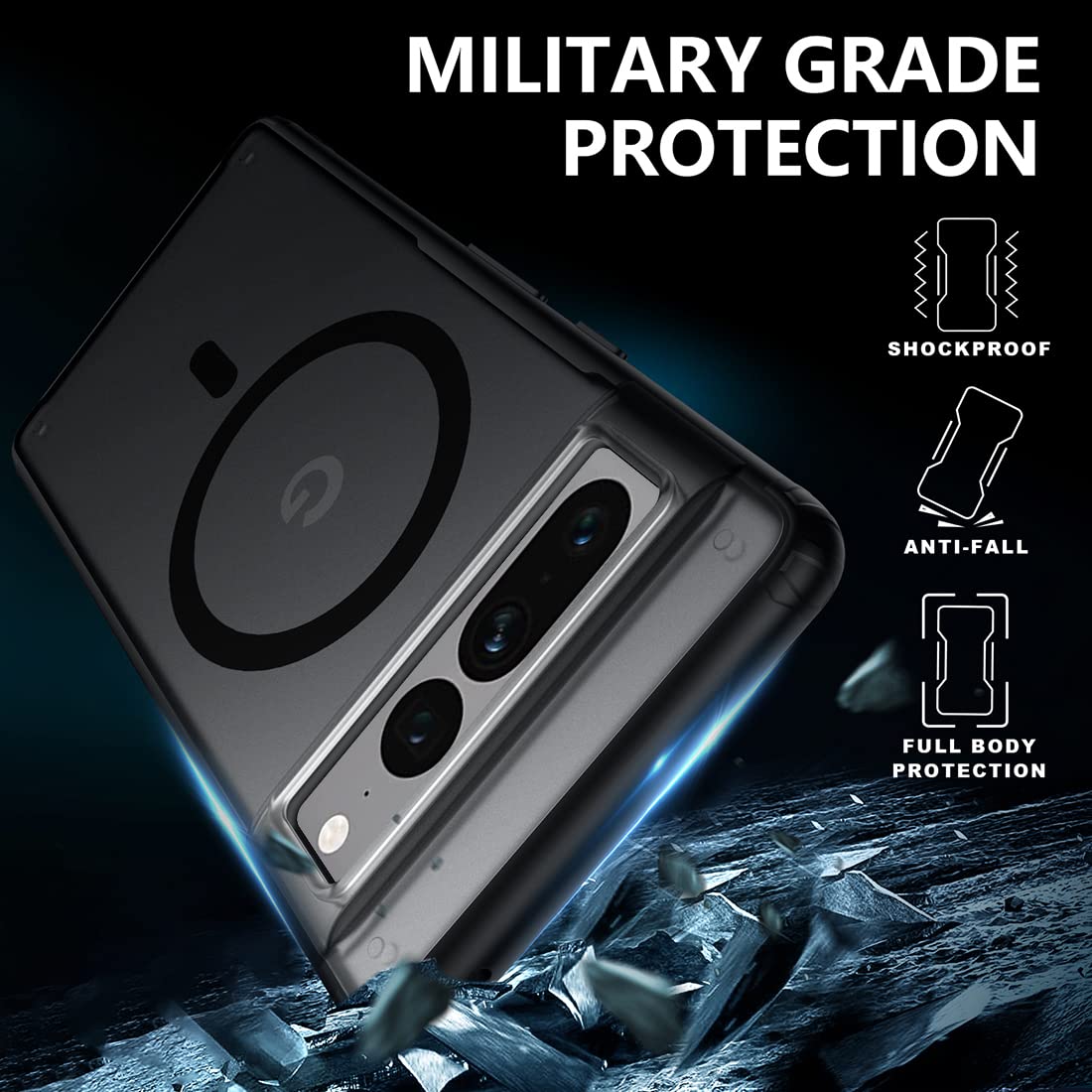 Tianniuke Magnetic Case Translucent Matte Anti Fingerprint,Compatible With Magsafe,Slim Fit Shockproof Protective Phone Case For