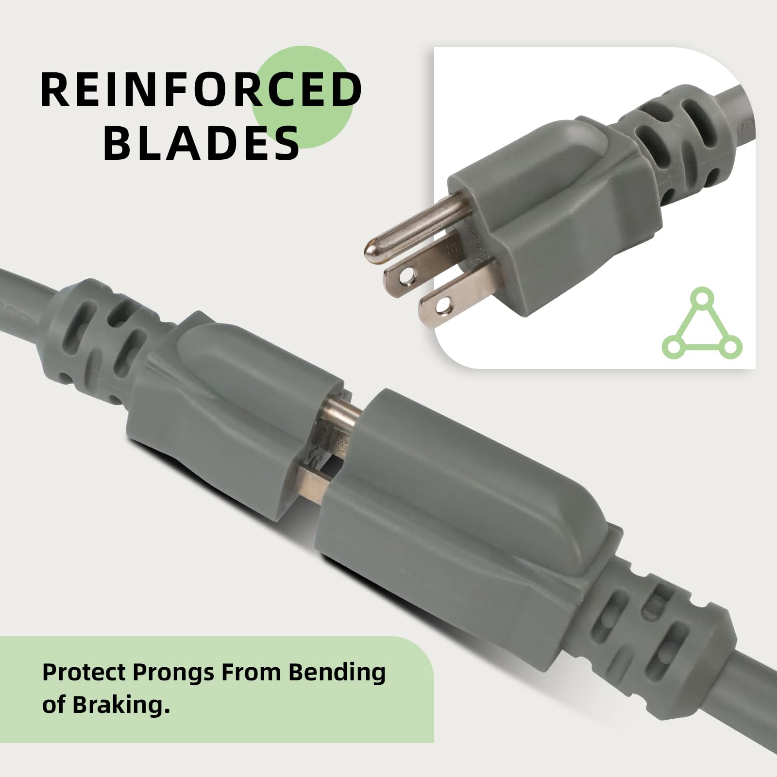 Ep 25 Ft Outdoor Extension Cord, 12/3 Sjtw Heavy Duty Extension Cable With 3 Prong Grounded Plug, 15 Amp Power Cord For Lawn, Ga