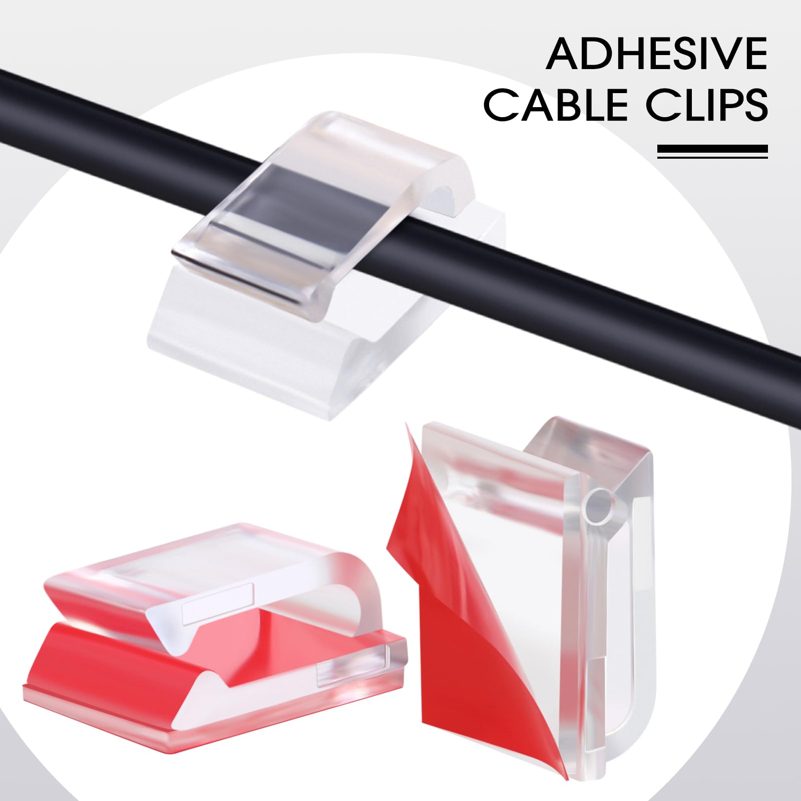 Hicarer 100 Pcs Adhesive Cable Clips Hooks For Outdoor String Lights Clips Wire Clips Cable Management Wire Cord Holder For Hang
