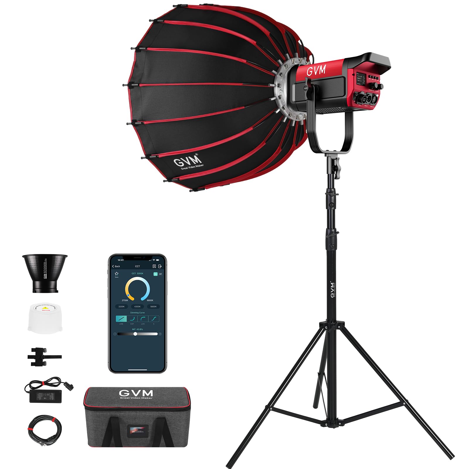 Gvm 200W Led Video Light With Softbox, Sd200B Photography Lighting Kit With Bluetooth Mesh Network/Dmx Control, 2700K 6800K Stud