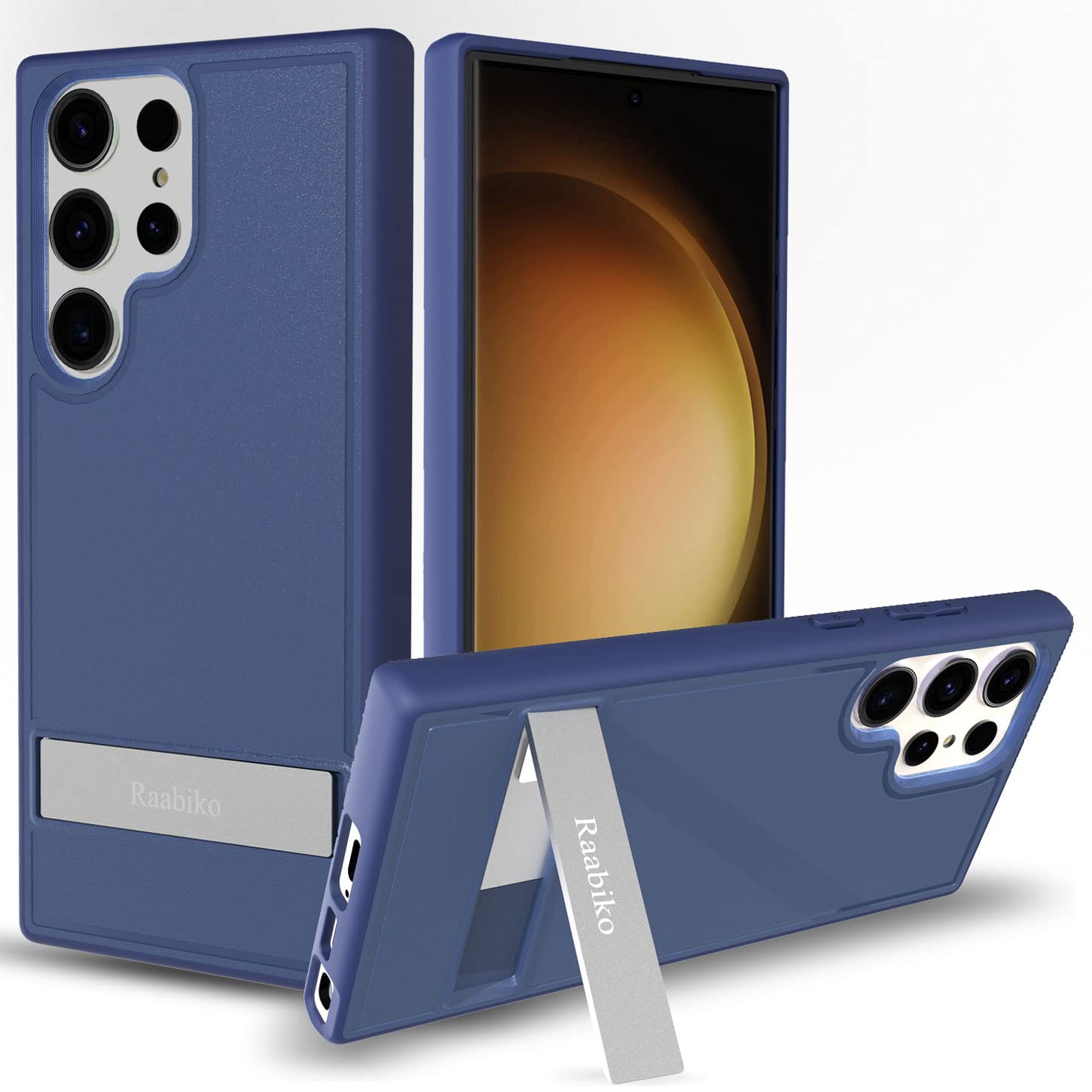 Raabiko Kickstand Case Compatible With Samsung Galaxy S23 Ultra, Protective Case Compatible With Galaxy S23 Ultra, Blue