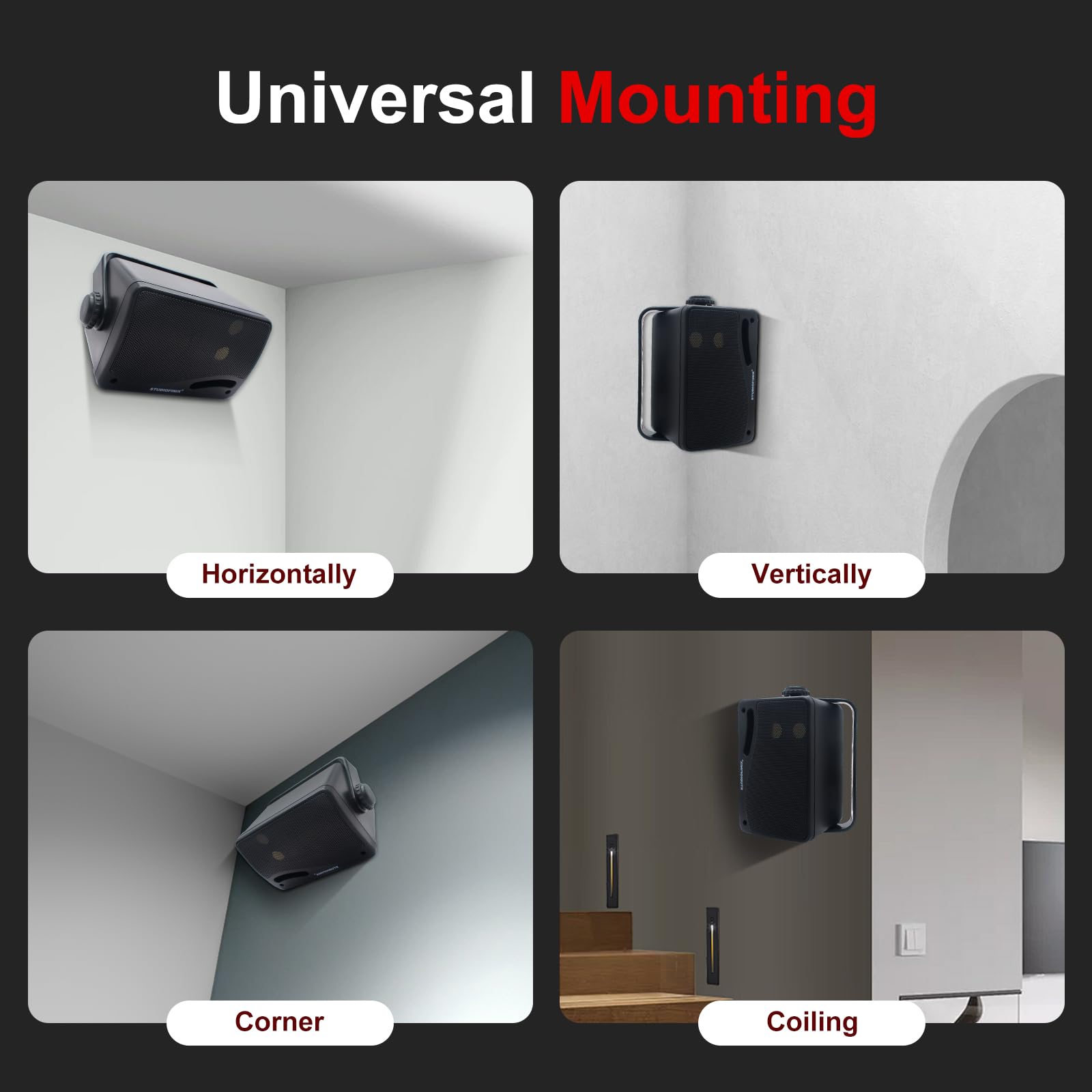 Studiofinix 3.5 Inch Outdoor Bluetooth Speakers Waterproof Wired,3 Way 200W Upgrade Premium Wall Mount Speakers,Ideal Use In Pat