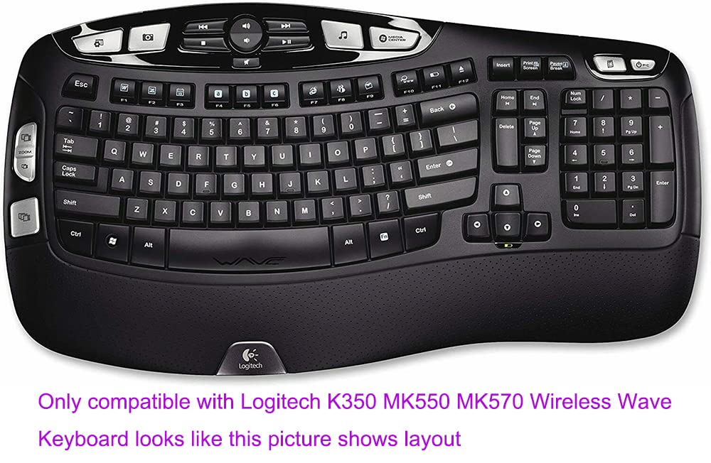 Ultra Thin Desktop Pc Silicone Keyboard Cover Skin Protector Compatible With Logitech K350 Mk550 Mk570 Wireless Wave Keyboard (N
