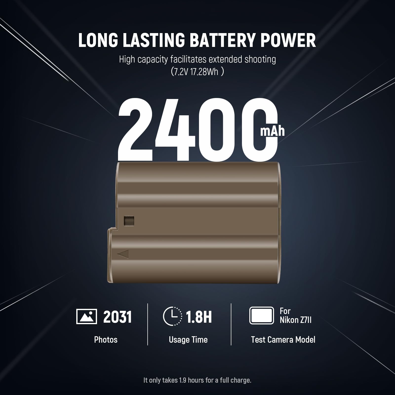 Neewer 2400Mah En El15C Replacement Camera Battery For Nikon Zf Z8 Z7 Ii Z6 Ii Z5, 1.9 Hours Full Charge With Usb Type C Fast Ch
