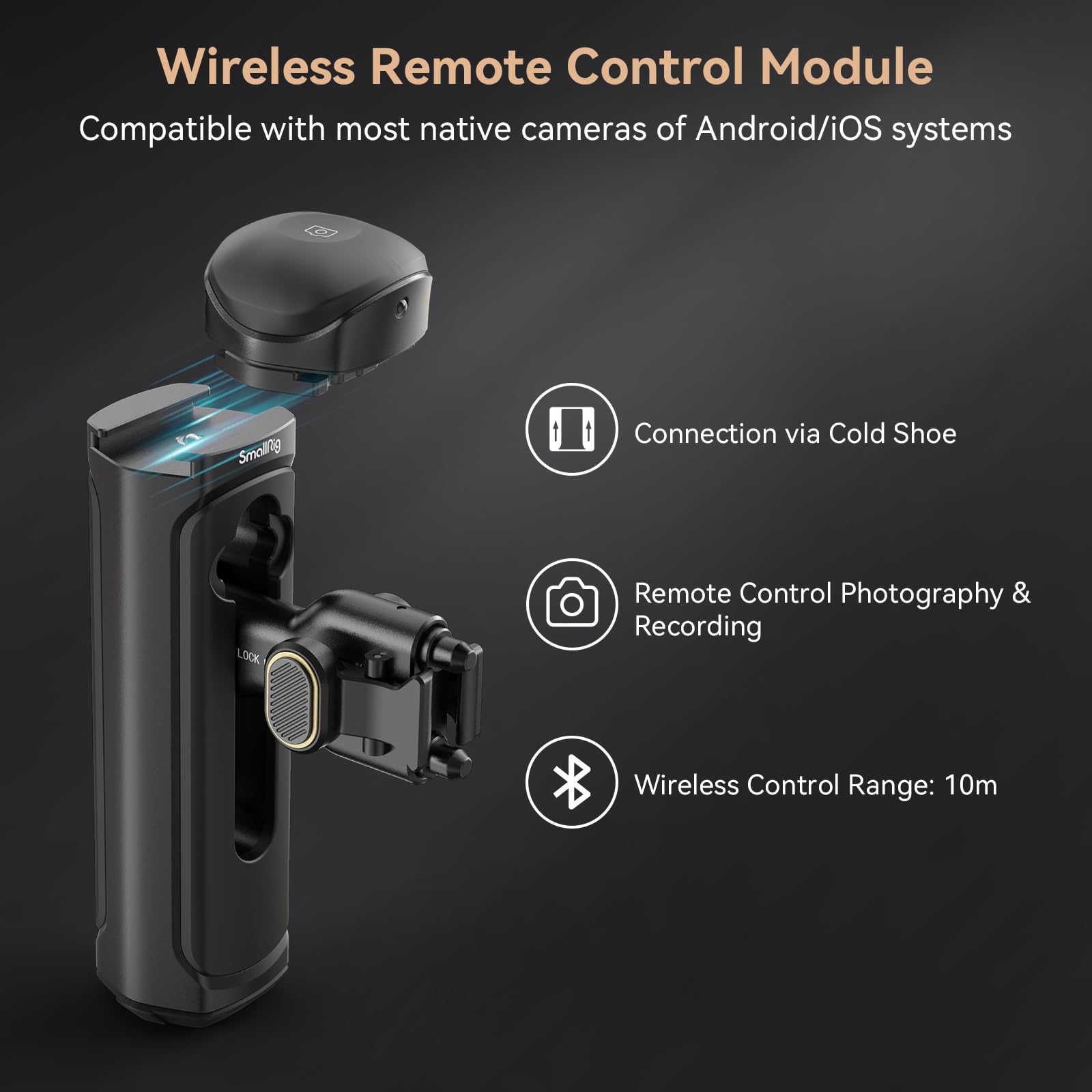 Smallrig Wireless Control Side Handle For Smallrig Quick Release Smartphone Cages, Aluminum Phone Cage Handle Grip With Quick Re