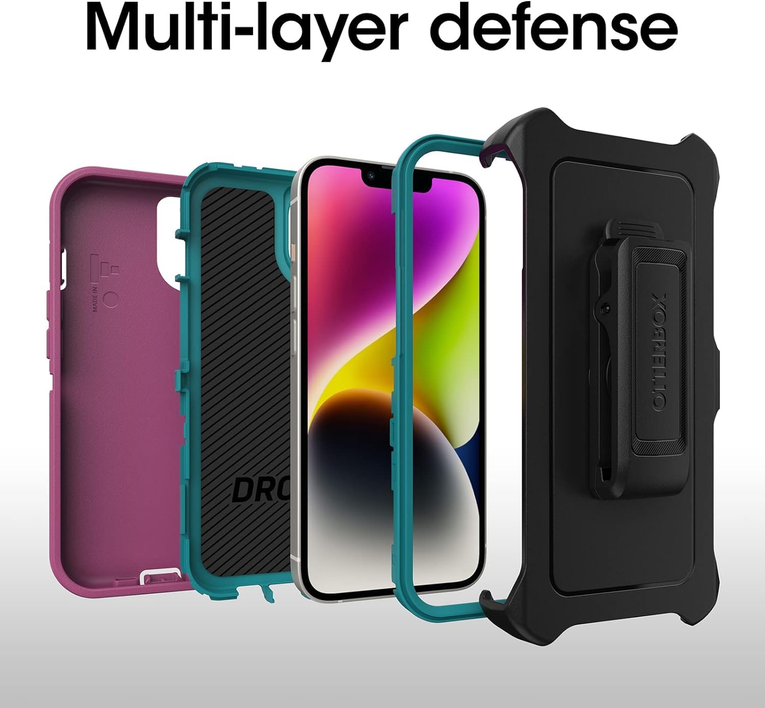 Otterbox Iphone 14 & Iphone 13 (Only)   Defender Series Case   Canyon Sun (Pink)   Rugged & Durable   With Port Protection   Inc