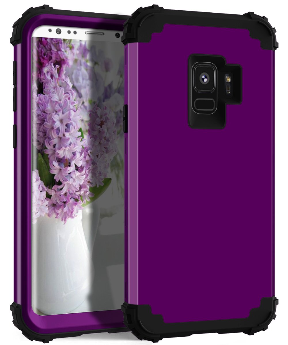 Phone Case For Samsung Galaxy S9 Hard Cover Shockproof Soft Silicone Bumper Hybrid Three Layer Heavy Duty Protective Wireless Ch
