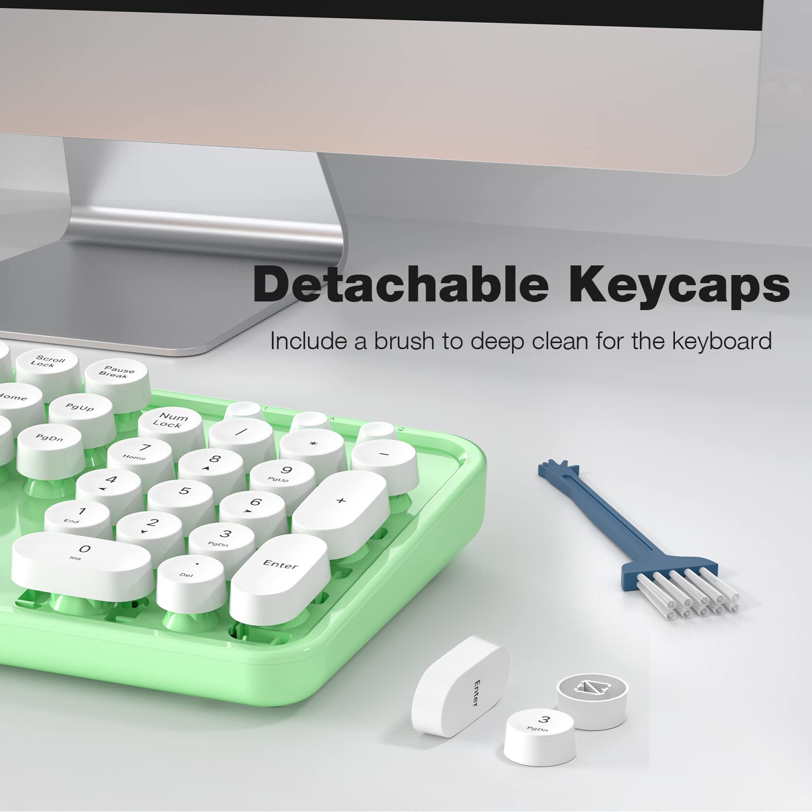 Mofii Wireless Keyboard And Mouse Combo, Computer Full Size 2.4G Plug And Play Wireless Typewriter Retro Round Keyboard And Mous