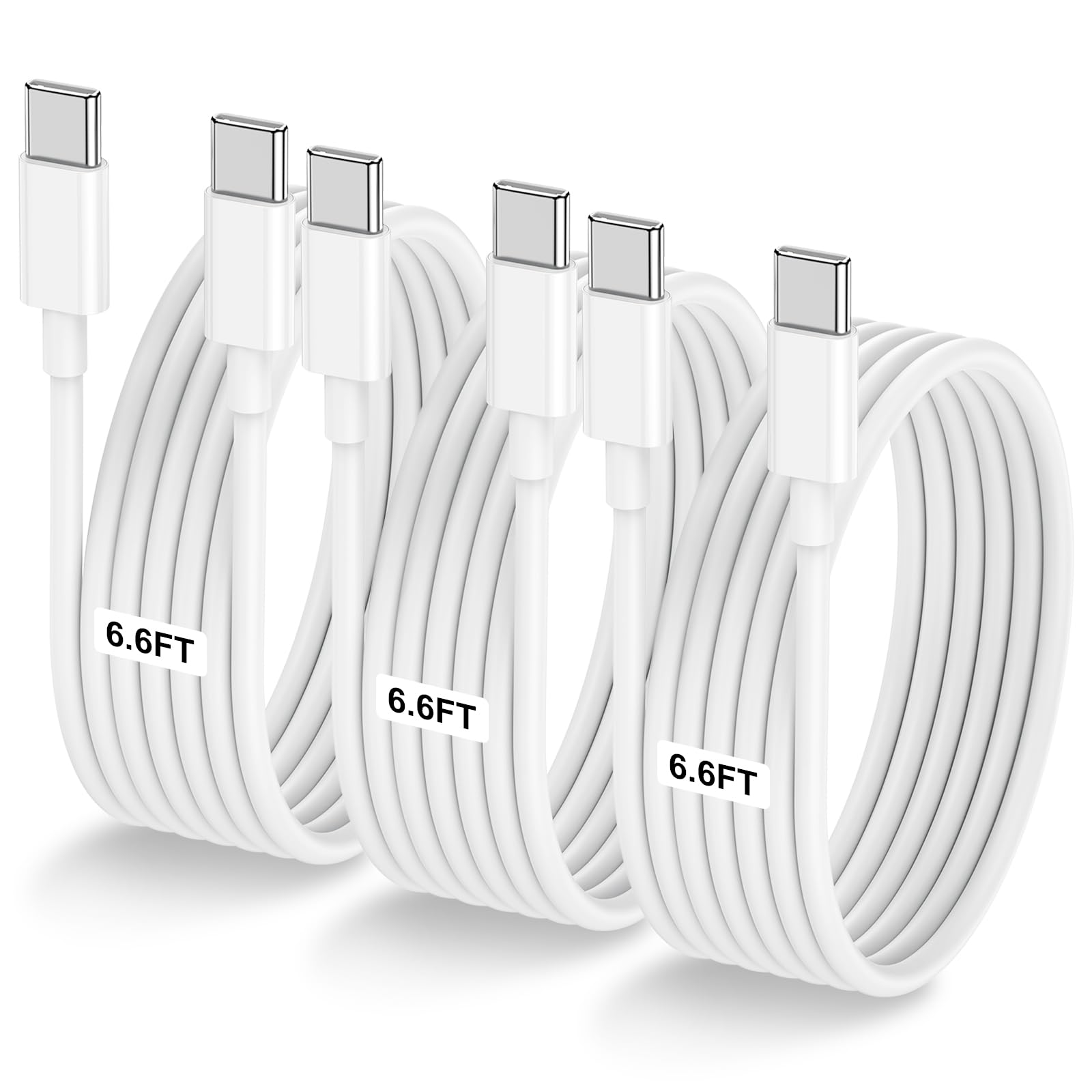 3 Pack 6.6Ft 60W Usb C To Usb C Cable, Type C To Type C Cable,Fast Charging Cable Compatible With Iphone 15/Plus/15 Pro/Pro Max,