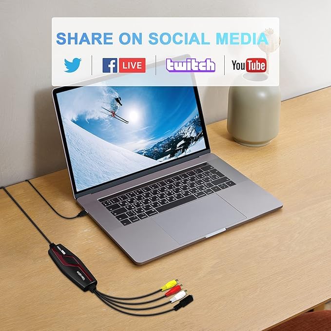 Video Capture Card Usb 2.0, Rca To Usb Video Capture Device, Digital Video Converter Grabber To Save Digital Files For Your Mac