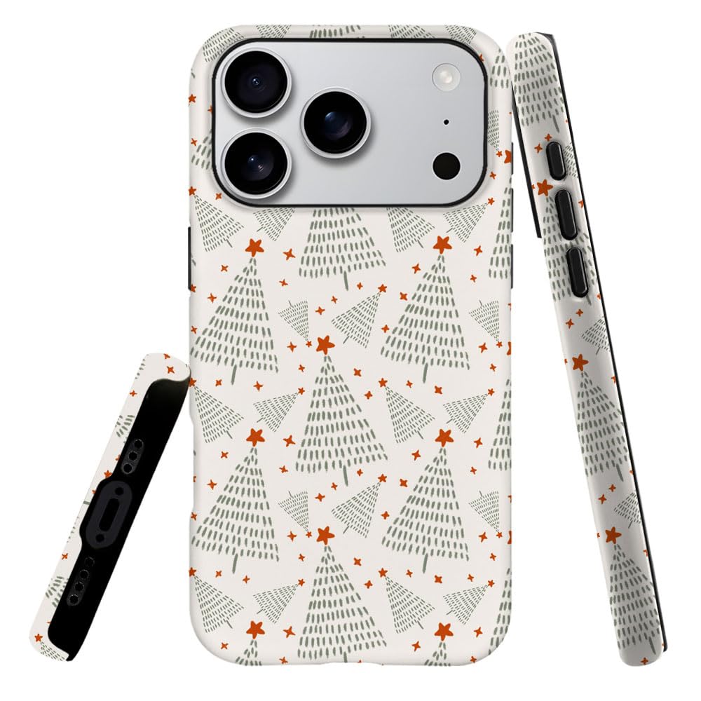 Case Compatible with iPhone 17 Pro,Hybrid 2-Layer Hard Shell,Shockproof Soft for Girl Women,Christmas Tree Dot Star