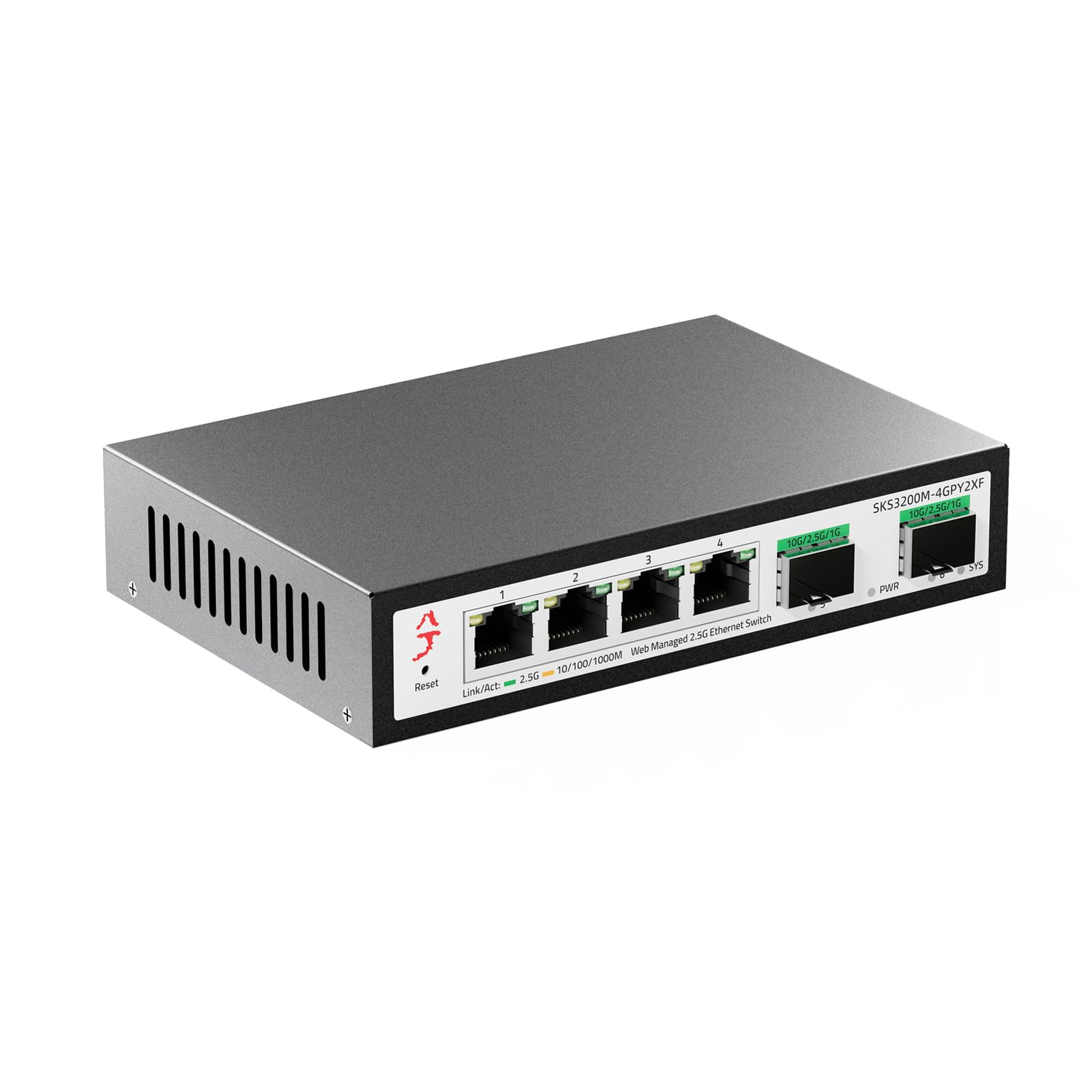 Xikestor 4 Port 2.5G Web Managed Ethernet Switch With 2X 10G Sfp+, 2.5Gb Network Homelab Switch Support Lacp/Vlan/Qos/Stp/Igmp,