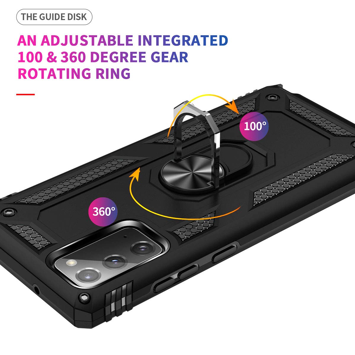 Addit Note 20 Case, Phone Case For Samsung Galaxy Note 20 Case,With Kickstand Ring,Adjustable Stand,Military Grade,Heavy Duty Pr