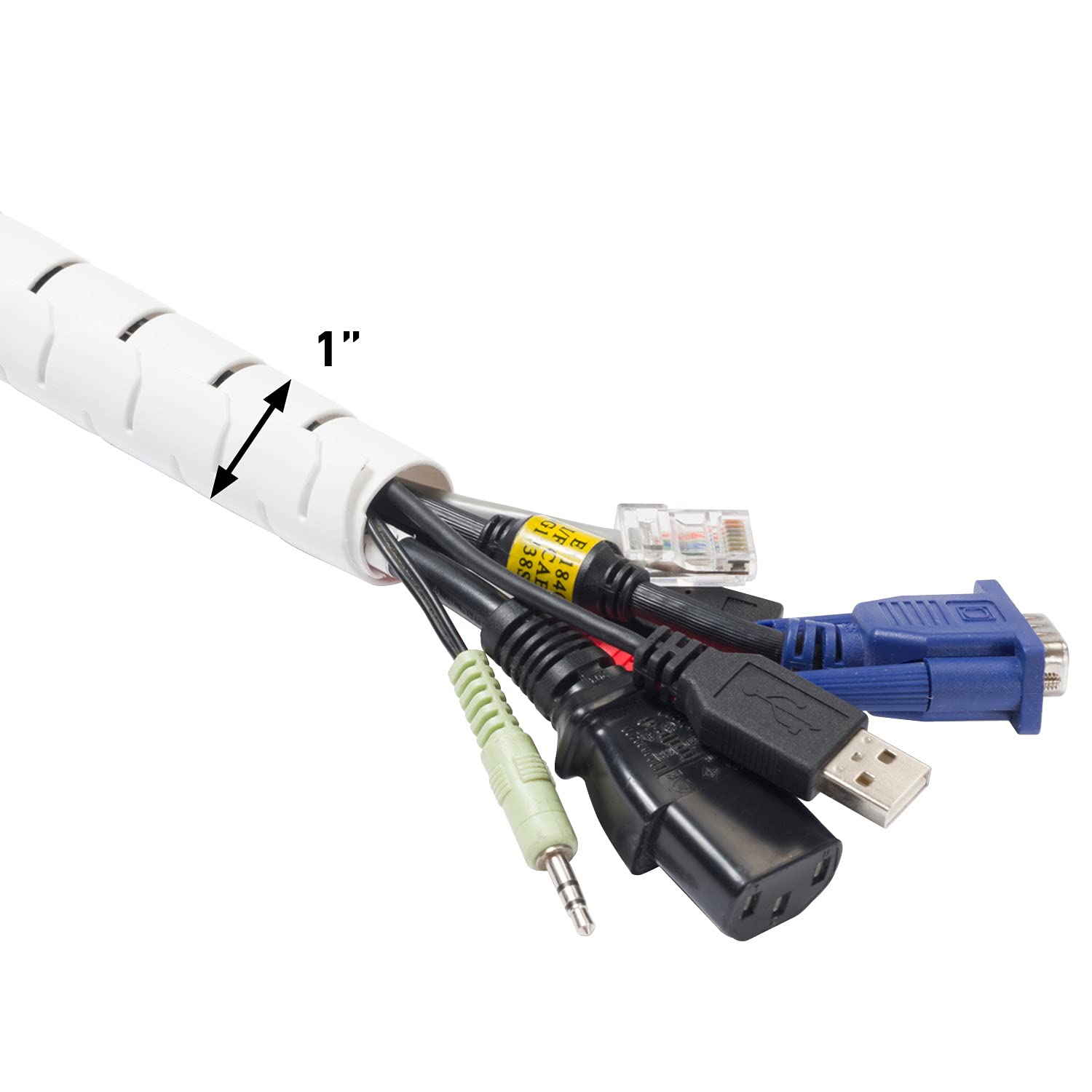 D Line Cable Zipper Cord Tube Organizer With Zip Tool, 8.2 Feet, Cable Management Sleeve, Cover For Long Wire Runs, 1 Inch Diame