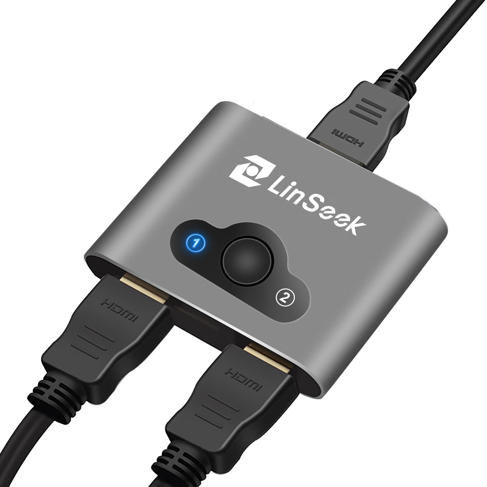 Linseek Hdmi Switch 8K Hdmi Switcher Splitter 2 In 1 Out, Bi Directional Hdmi Switcher Supports 4K@120Hz, 8K@30Hz,Aluminum Hdmi