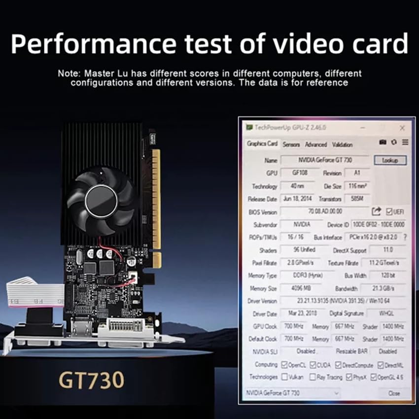 Xuanmo Gt 730 Low Profile Pc 4Gb Graphics Card Ddr3 Directx 11 128 Bit, Vga/Dvi D/Hdmi, Pci Express 2.0 X 16, Nvidia Video Card,