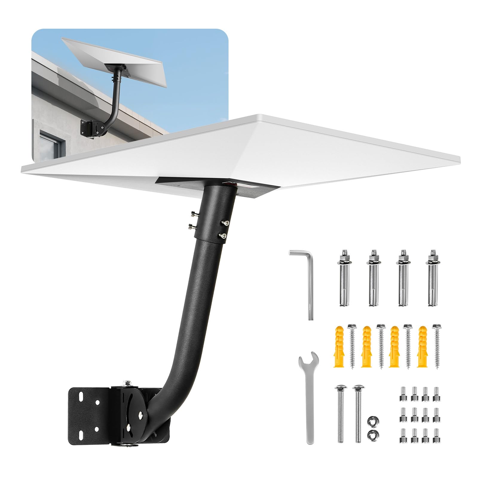 VEVOR Starlink Gen 3 Mount, Adjustable Angle Wall Mounting Standard Gen 3 Pipe Kit, Heavy-Duty Steel Long Starlink Pole Adapter,