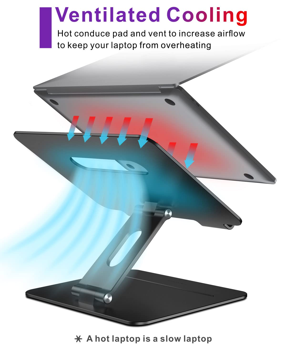Brocoon Laptop Stand, Adjustable Laptop Macbook Stand For Desk, Ergonomic Aluminum Computer Stand With Heat Vent, Laptop Riser C