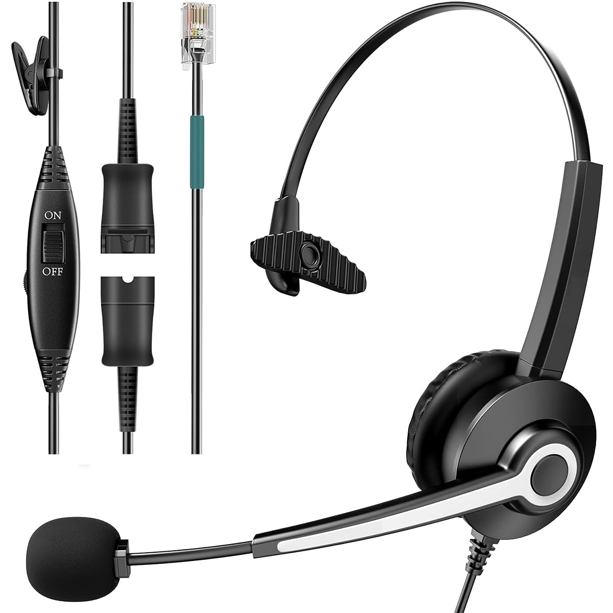 Monaural Corded Telephone Headset, With Noise Canceling Mic + Quick Disconnect For 2465 2564 480 6402D A100 S10 300 301 430 Dtu 