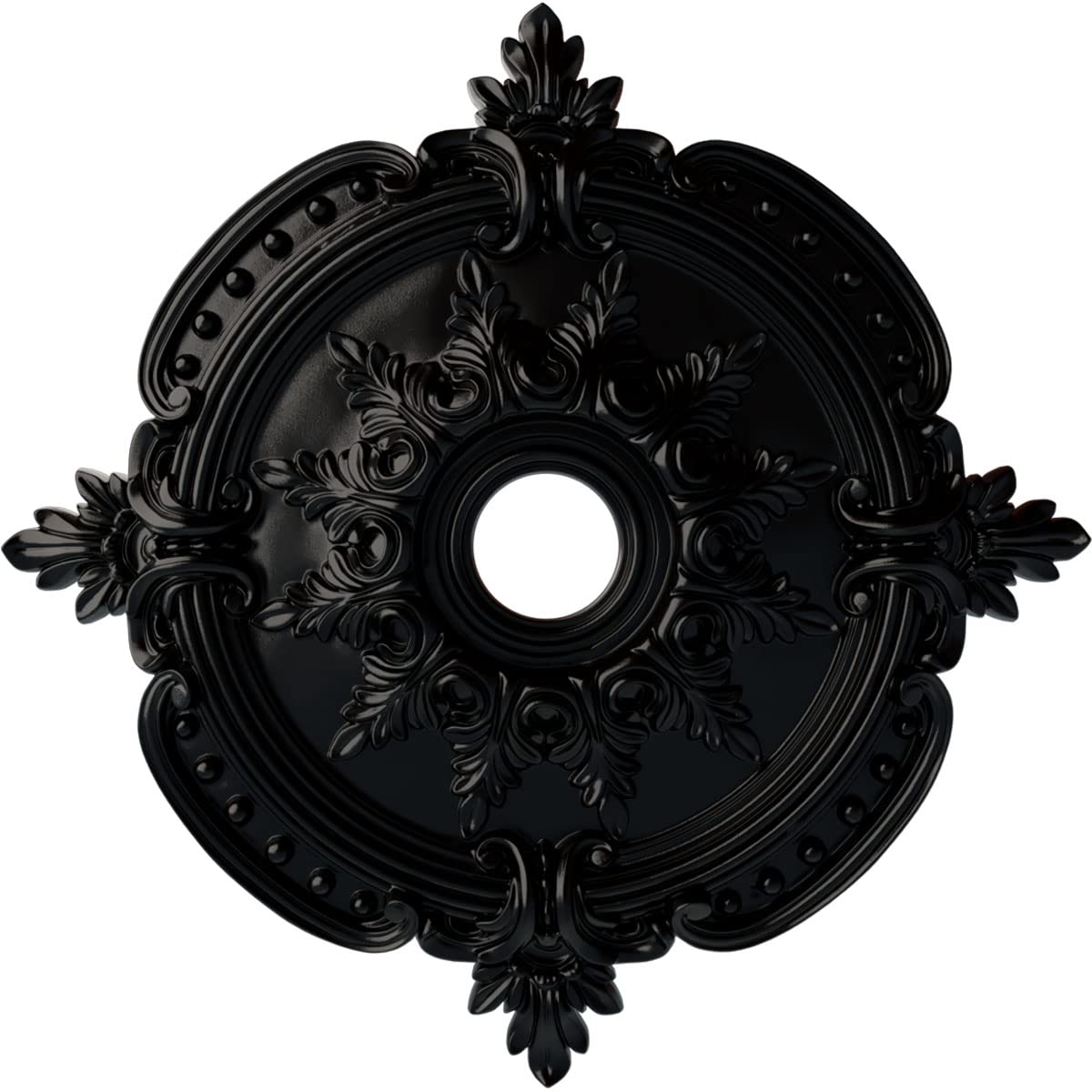 Ekena Millwork Cm28Beblf Benson Classic Ceiling Medallion, 28 3/8''Od X 3 3/4''Id X 1 5/8''P, Hand Painted Jet Black