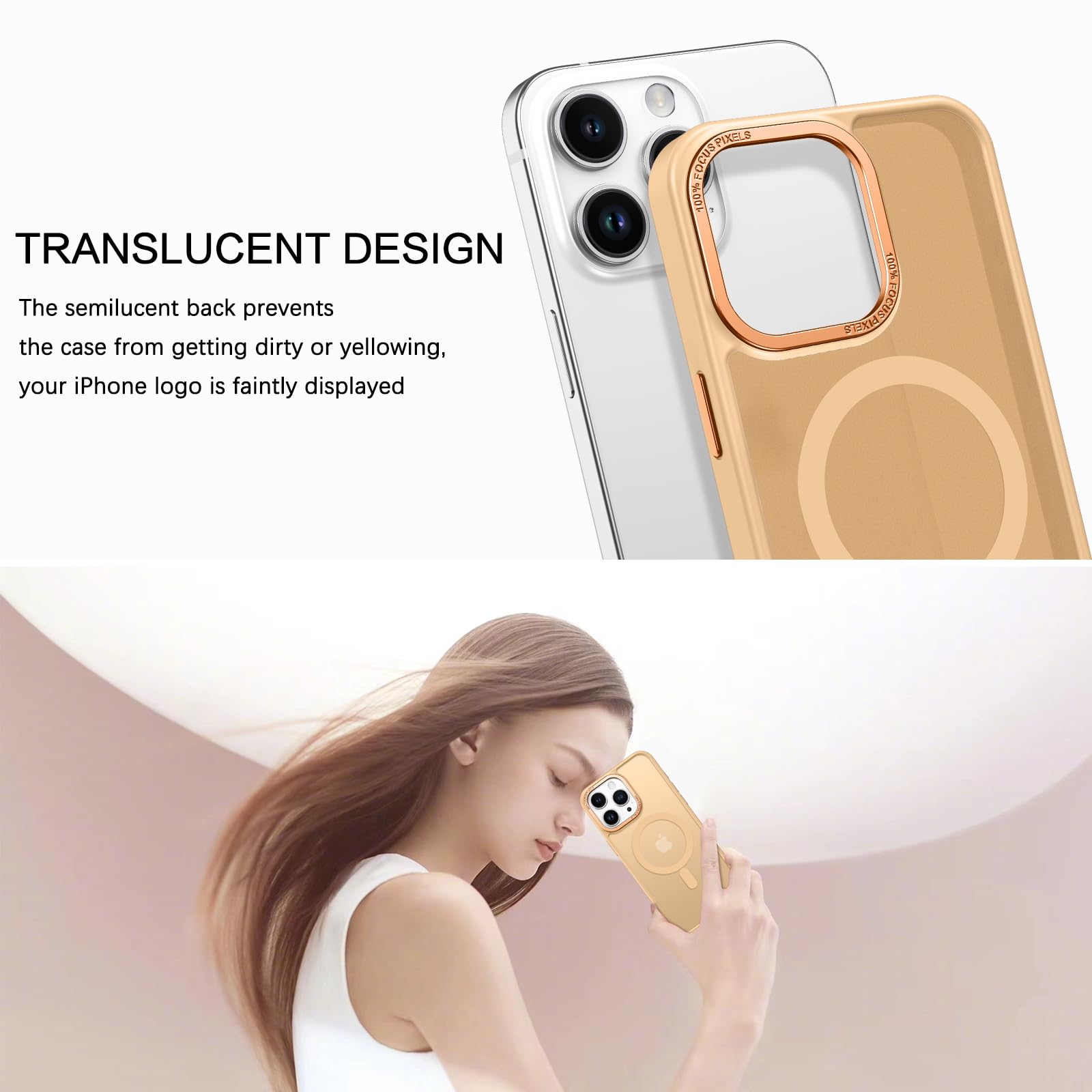 Bentoben For Iphone 15 Pro Max Case,Iphone 15 Pro Max Magnetic Phone Case [Compatible With Magsafe] Translucent Matte Shockproof