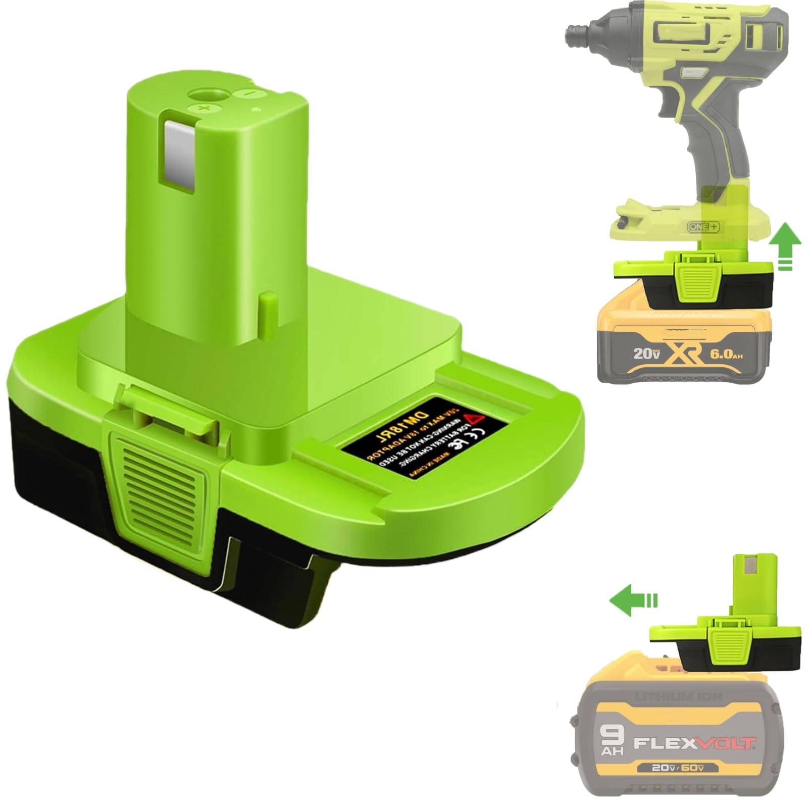 For Dewalt To Ryobi Battery Adapter, Convert For Dewalt To Work For Ryobi 18V P107 P108 Battery Tools, With 5V 2.1A Max Usb Outp