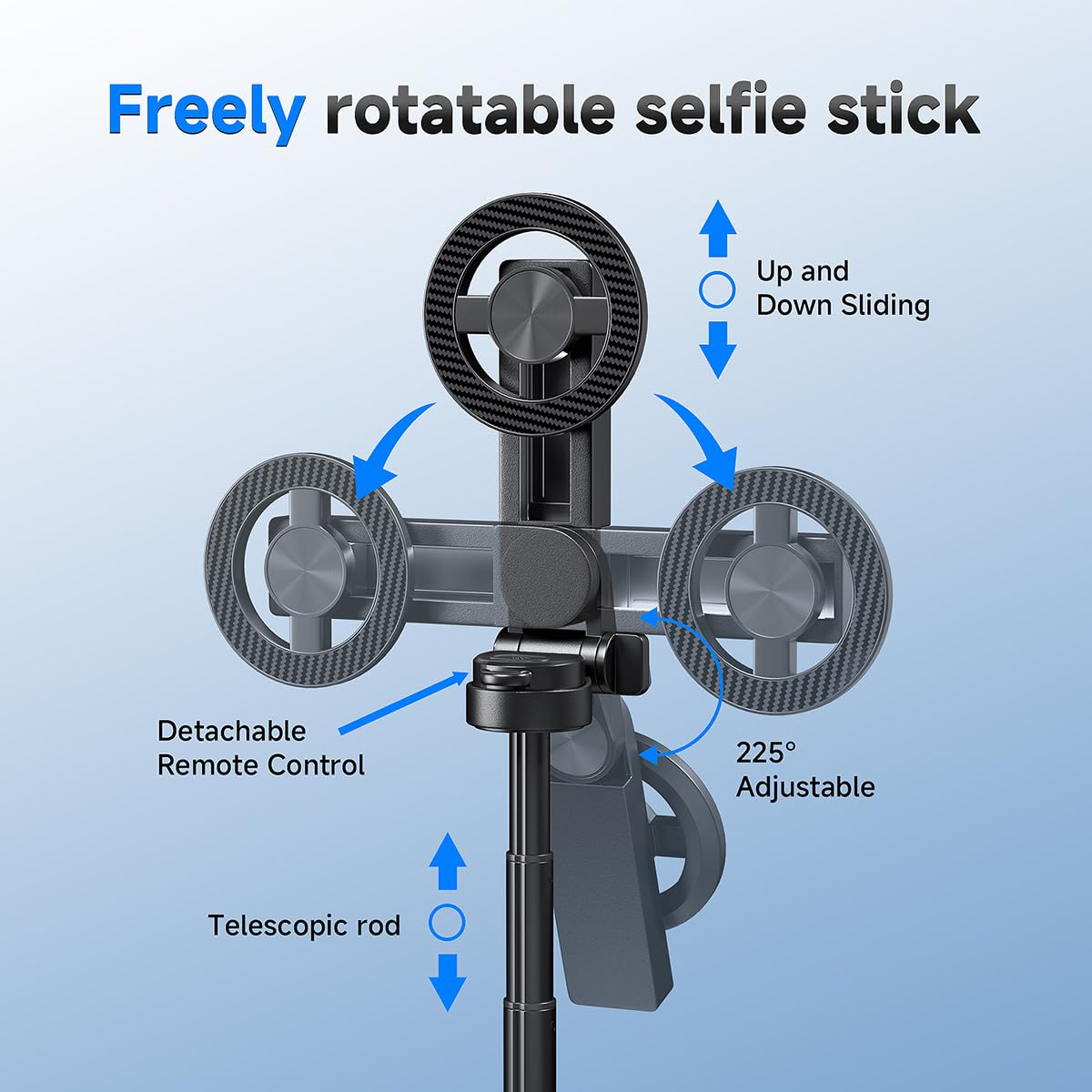 4-In-1 Magnetic Selfie Stick Tripod - 360 Rotation, Bluetooth Remote, Compact Travel Vlog Phone Holder For Iphone And Android