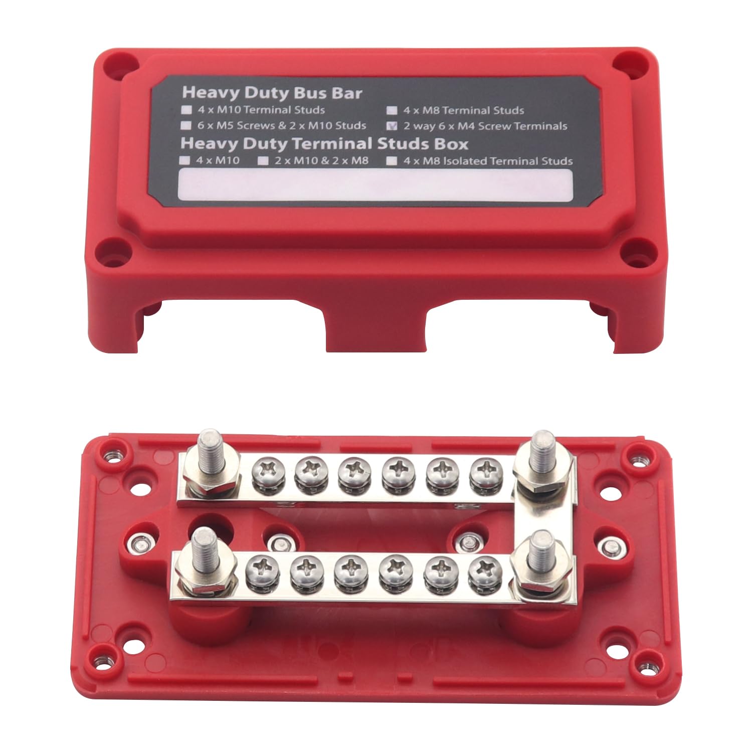 Gloaso 100A Bus Bar With 4X 1/4  Posts+ 12X 5/32  Screws Battery Terminals Distribution Block, 12V-48V Dc Power Busbar For Solar