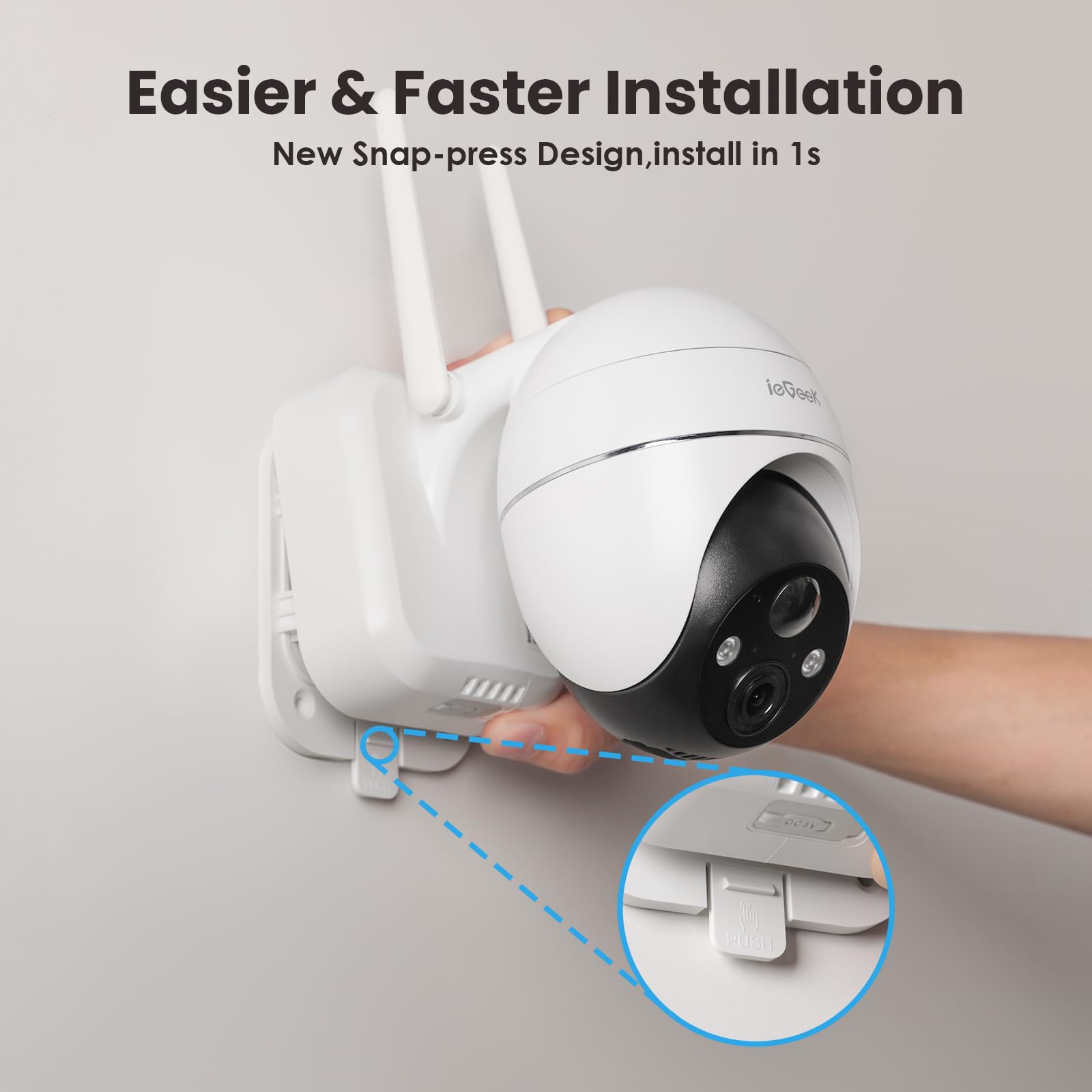 Iegeek Security Camera Outdoor, 2K Wireless Wifi 360�Ptz Camera, Solar Battery Powered Surveillance Camera With Spotlight/Siren/Motion Detection/3Mp Color Night Vision,Compatible With Alexa