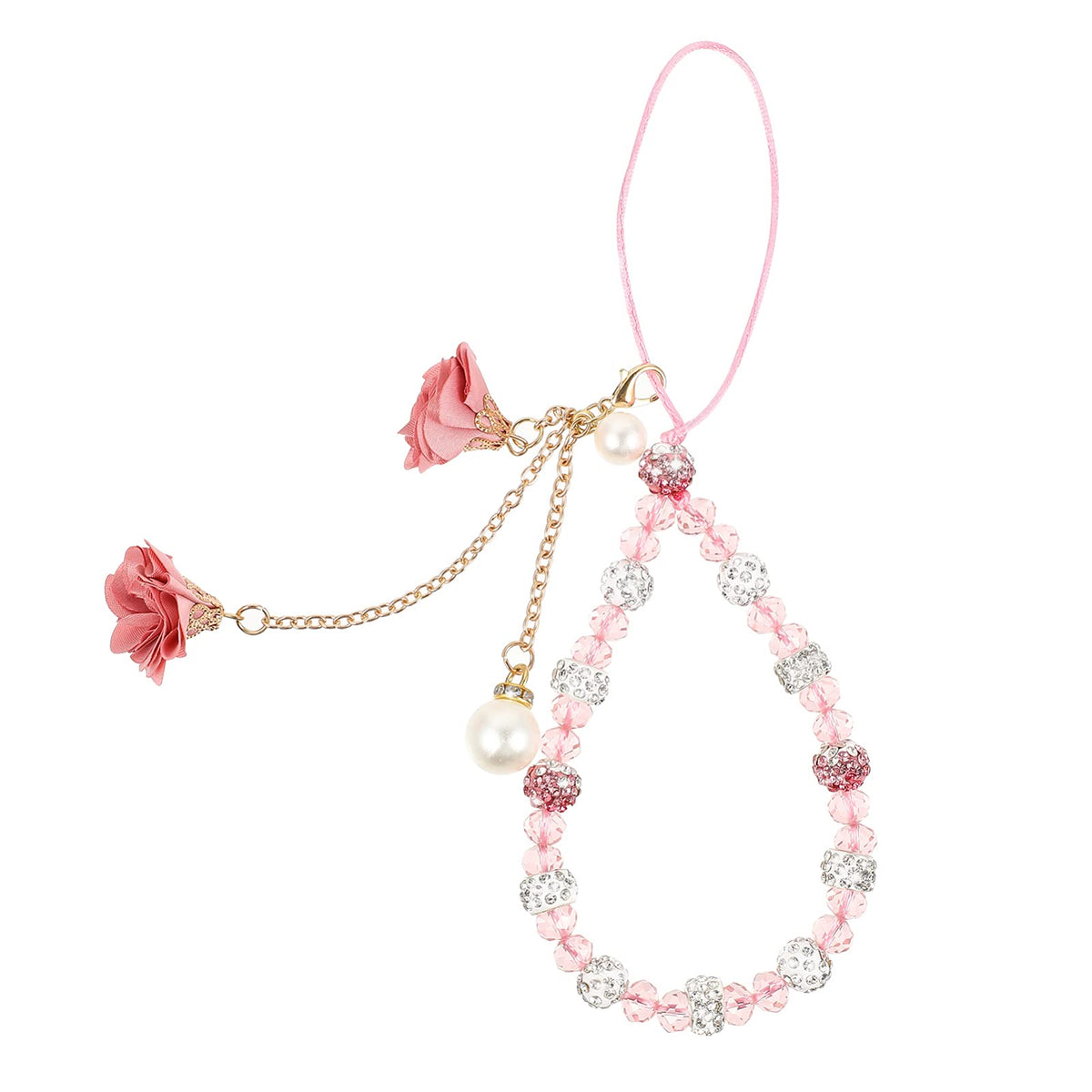 Hemobllo Cell Phone Straps Creative Crystal Flower Pendant Phone Charm Non Slip Phone Lanyard Wrist Strap For Decoration